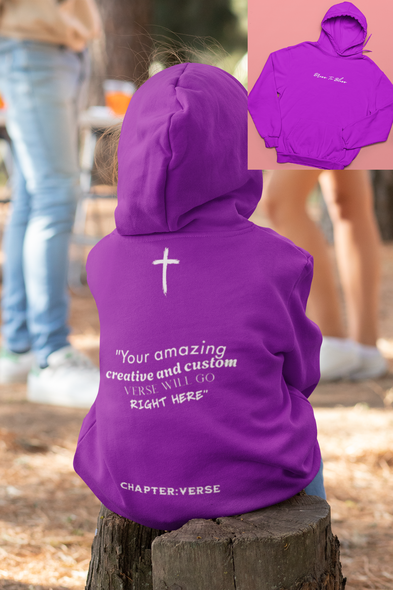 Custom Verse Only Youth “Dress To Bless” Cursive Logo Unisex Hoodies
