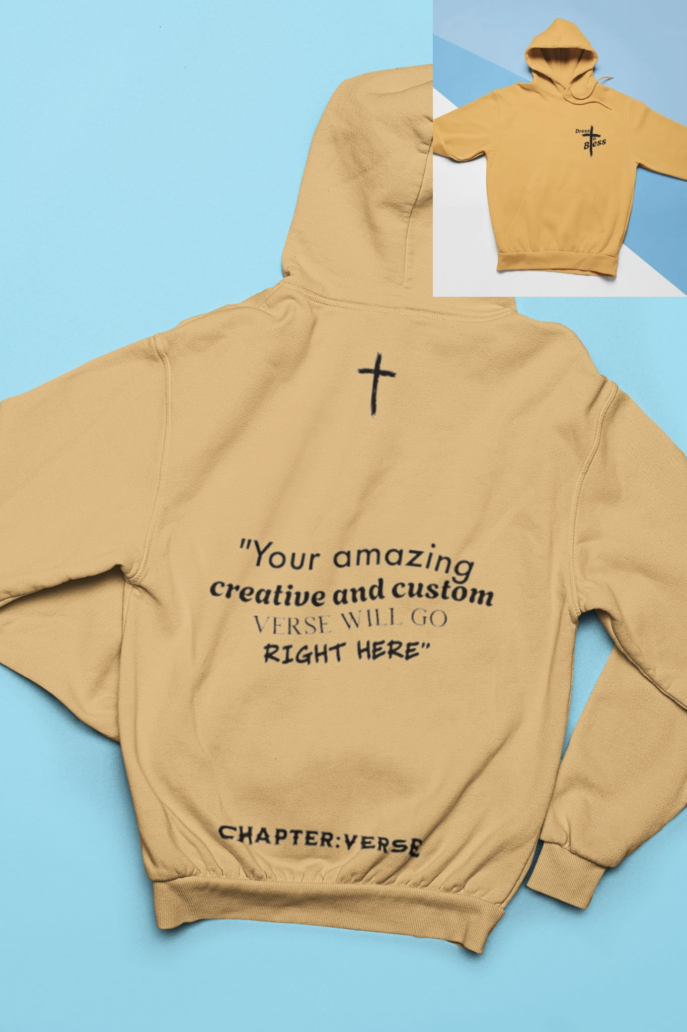 Custom Verse Only Adult “Dress To Bless” Cross Logo Unisex Hoodies