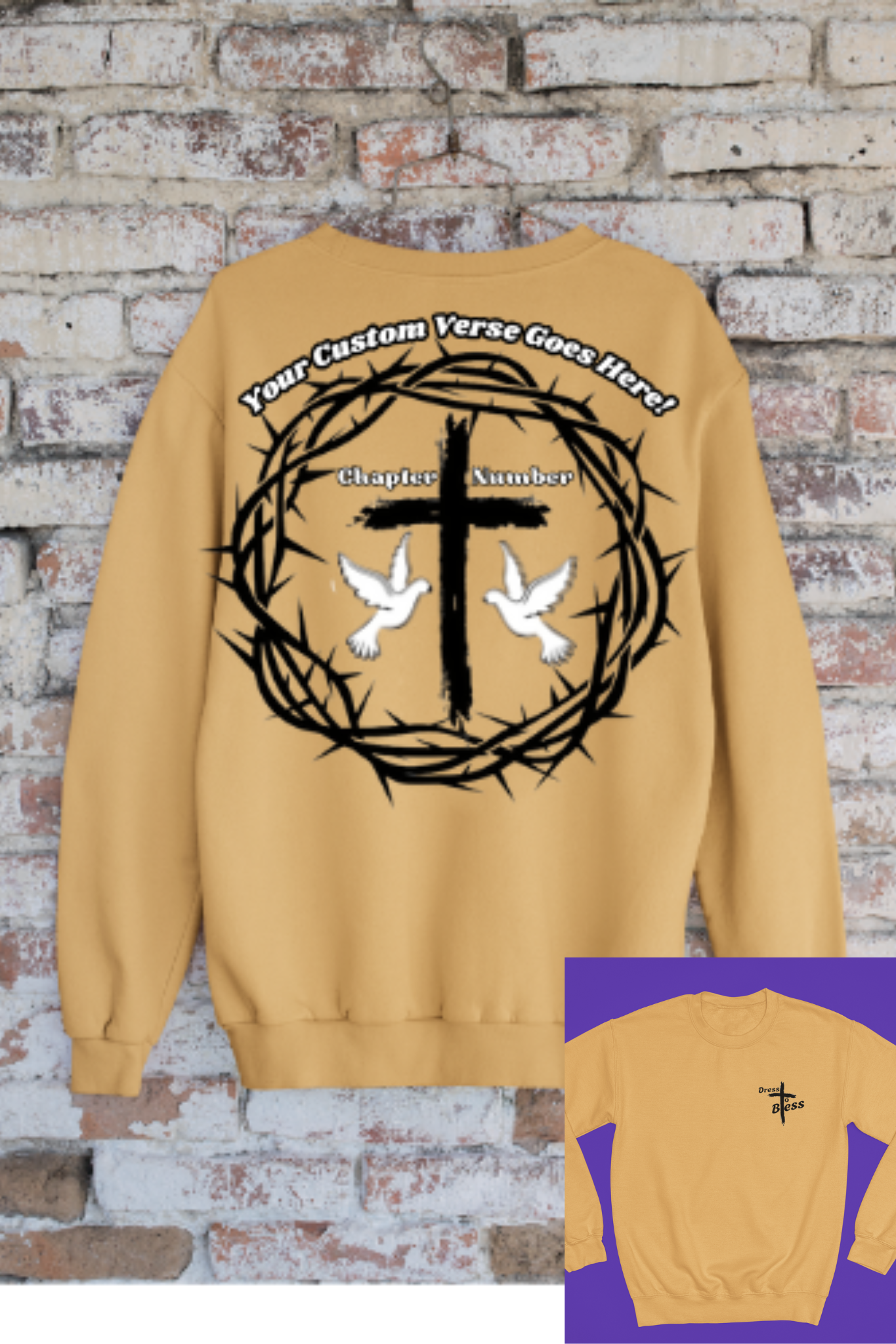 Custom Adult “Dress To Bless” Cross Logo Unisex Crewnecks