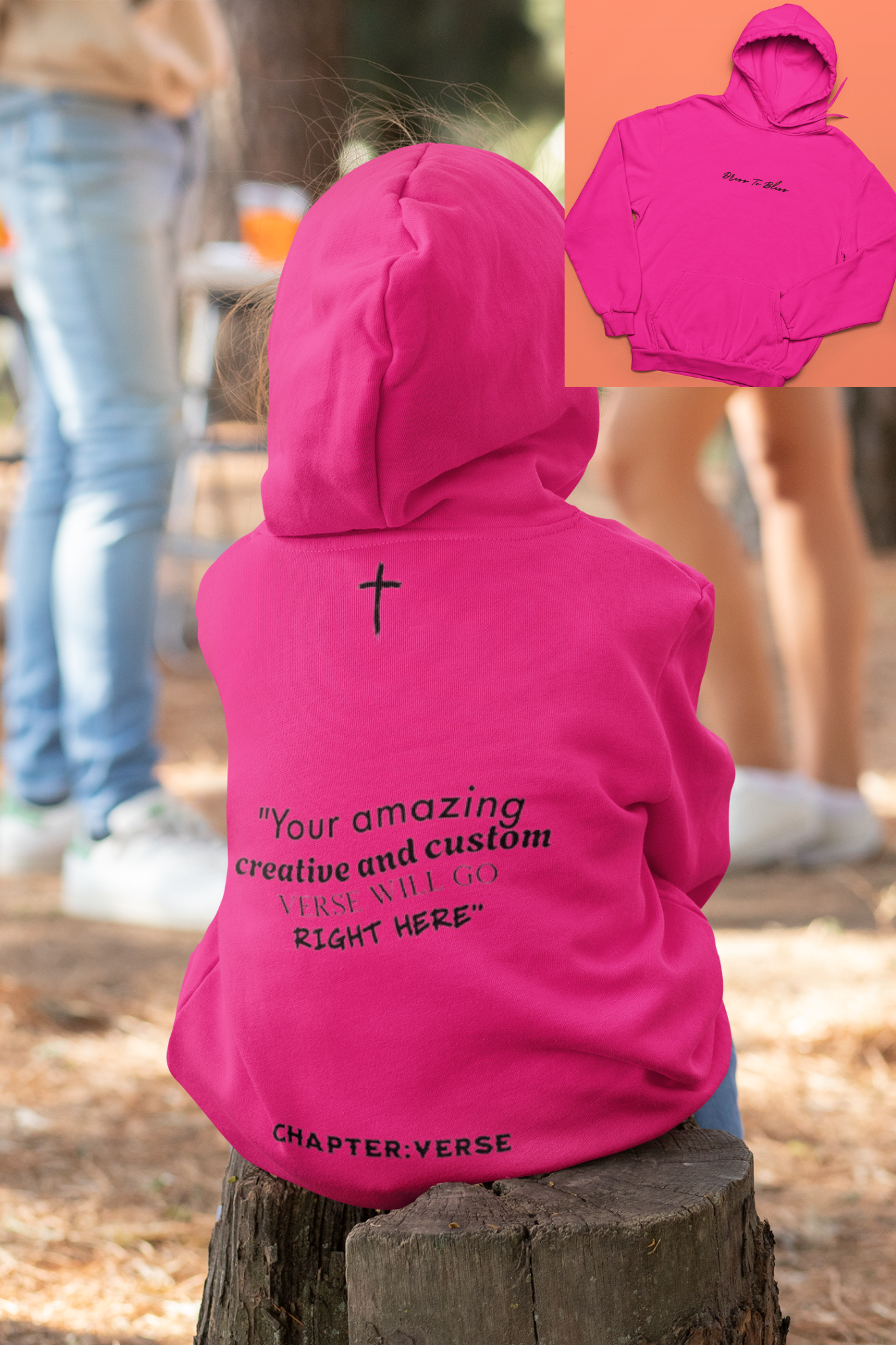 Custom Verse Only Youth “Dress To Bless” Cursive Logo Unisex Hoodies