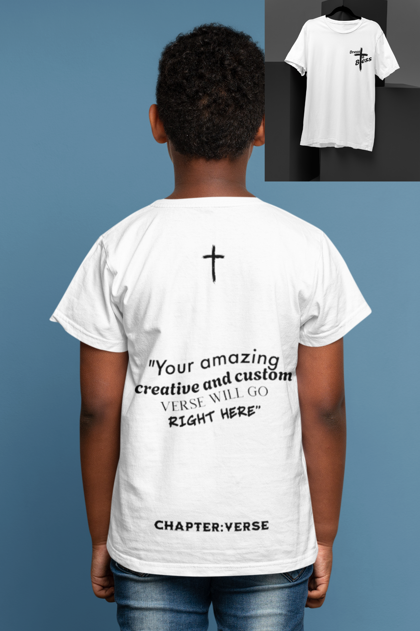 Custom Verse Only Youth “Dress To Bless” Cross Logo Unisex T-shirts