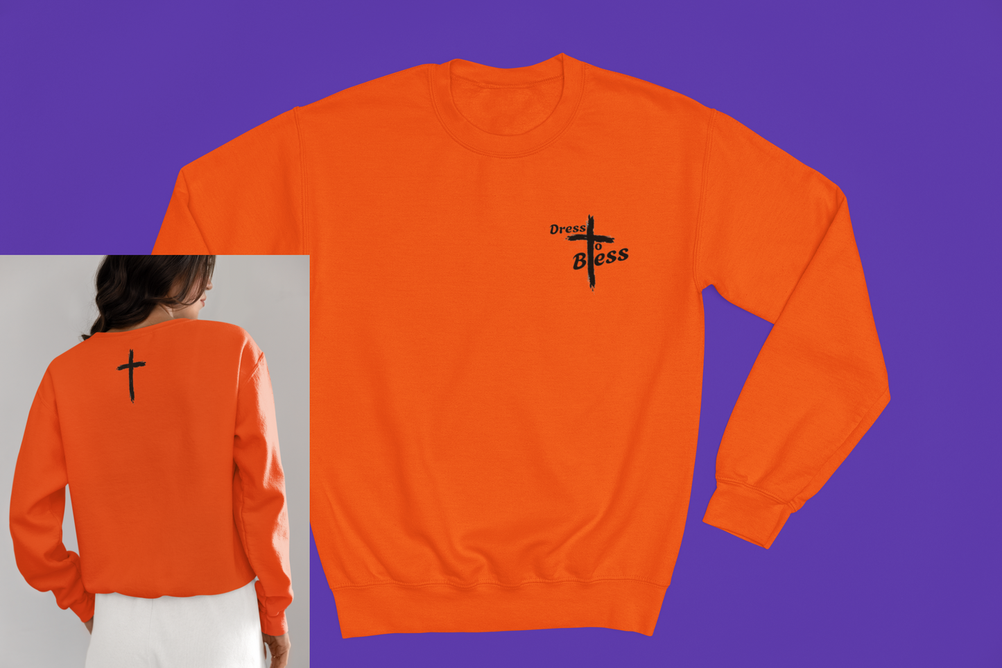 Adult “Dress To Bless” Cross Logo Unisex Crewnecks