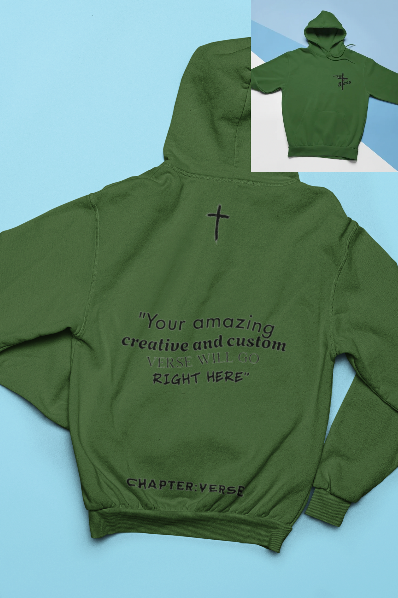 Custom Verse Only Adult “Dress To Bless” Cross Logo Unisex Hoodies