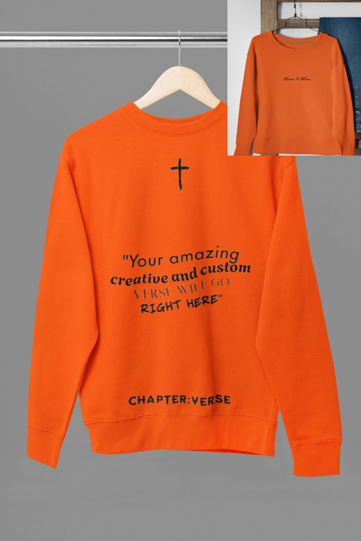 Custom Verse Only Adult “Dress To Bless” Cursive Logo Unisex Crewnecks
