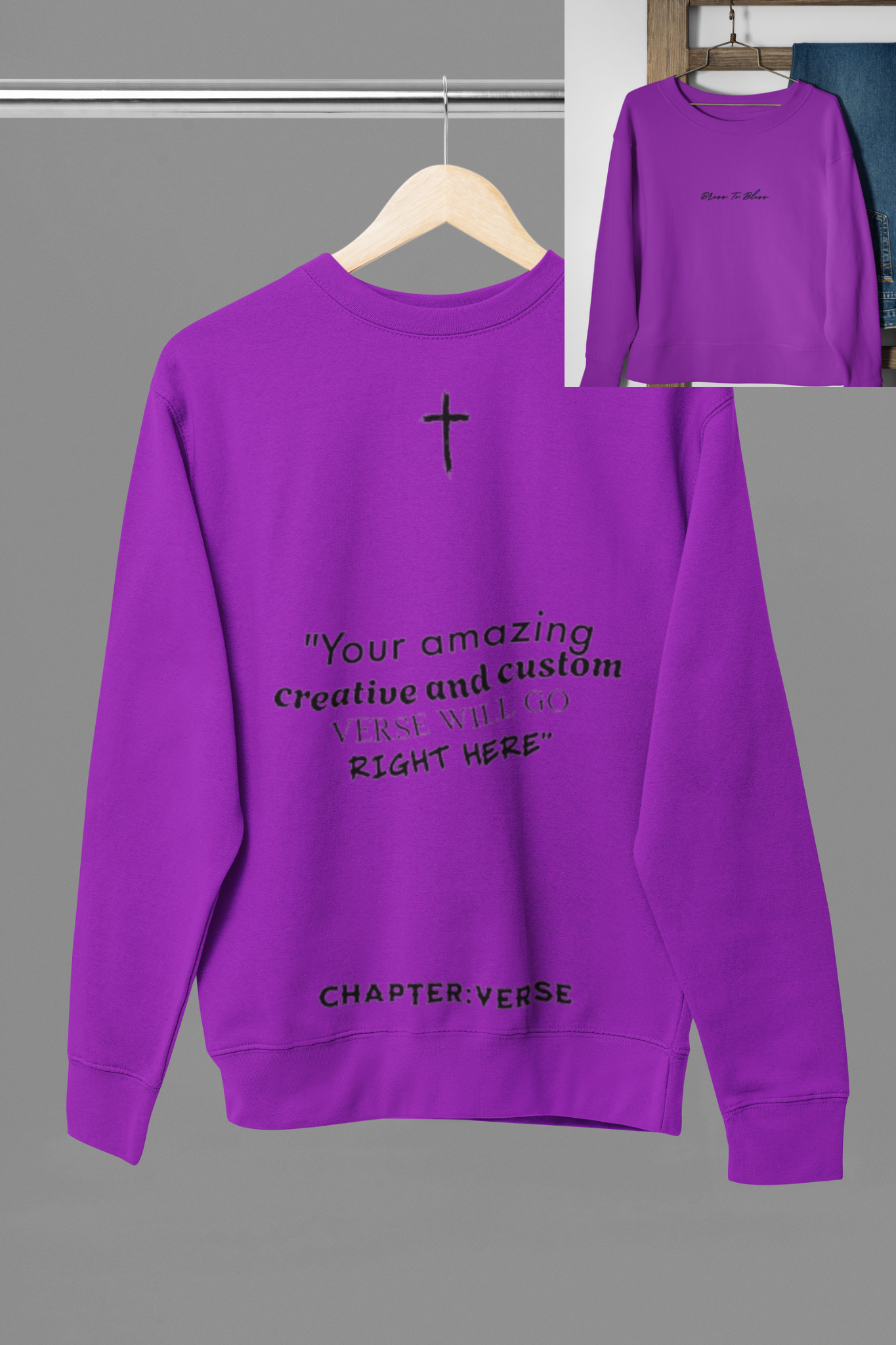 Custom Verse Only Adult “Dress To Bless” Cursive Logo Unisex Crewnecks