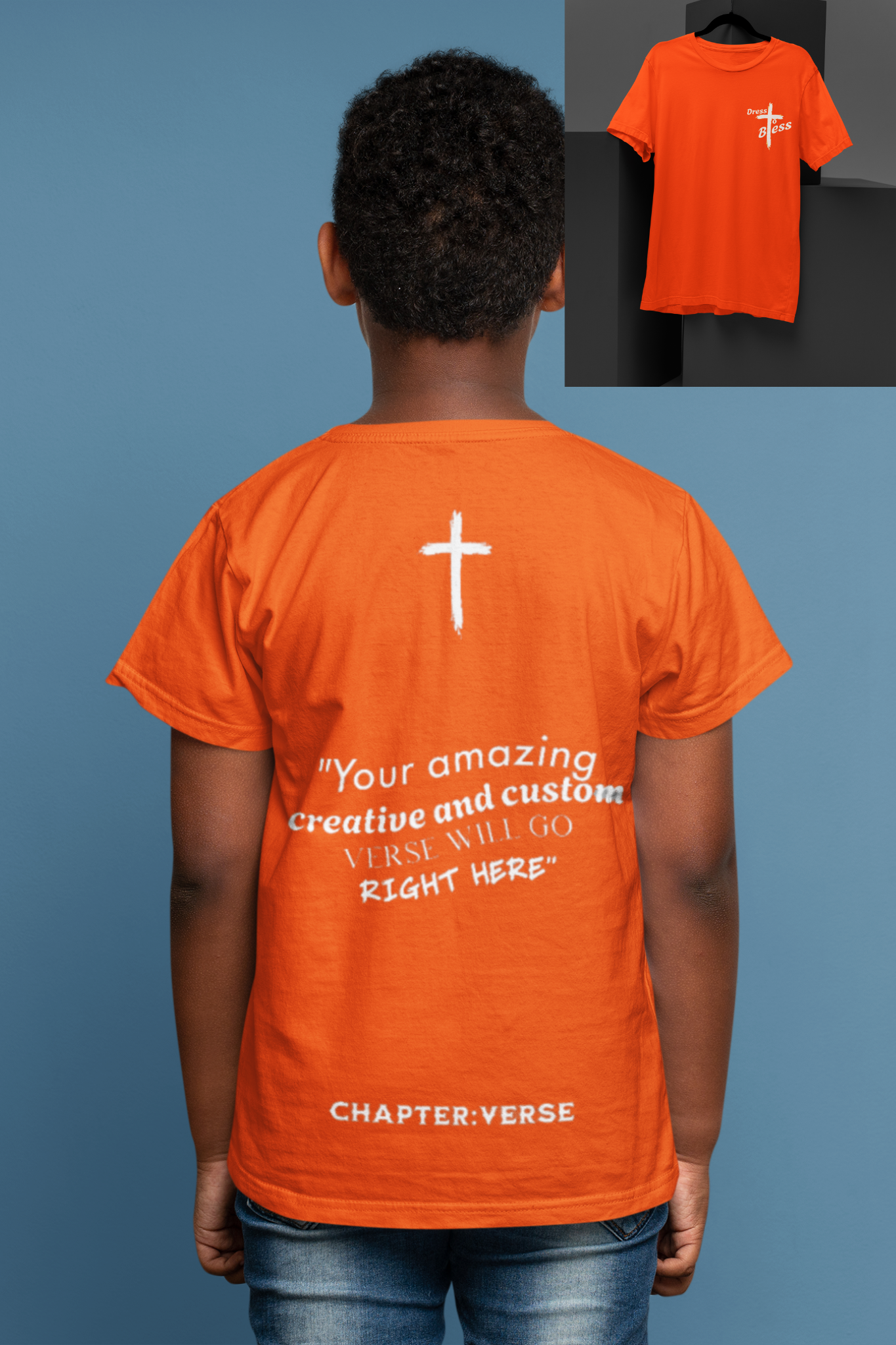 Custom Verse Only Youth “Dress To Bless” Cross Logo Unisex T-shirts
