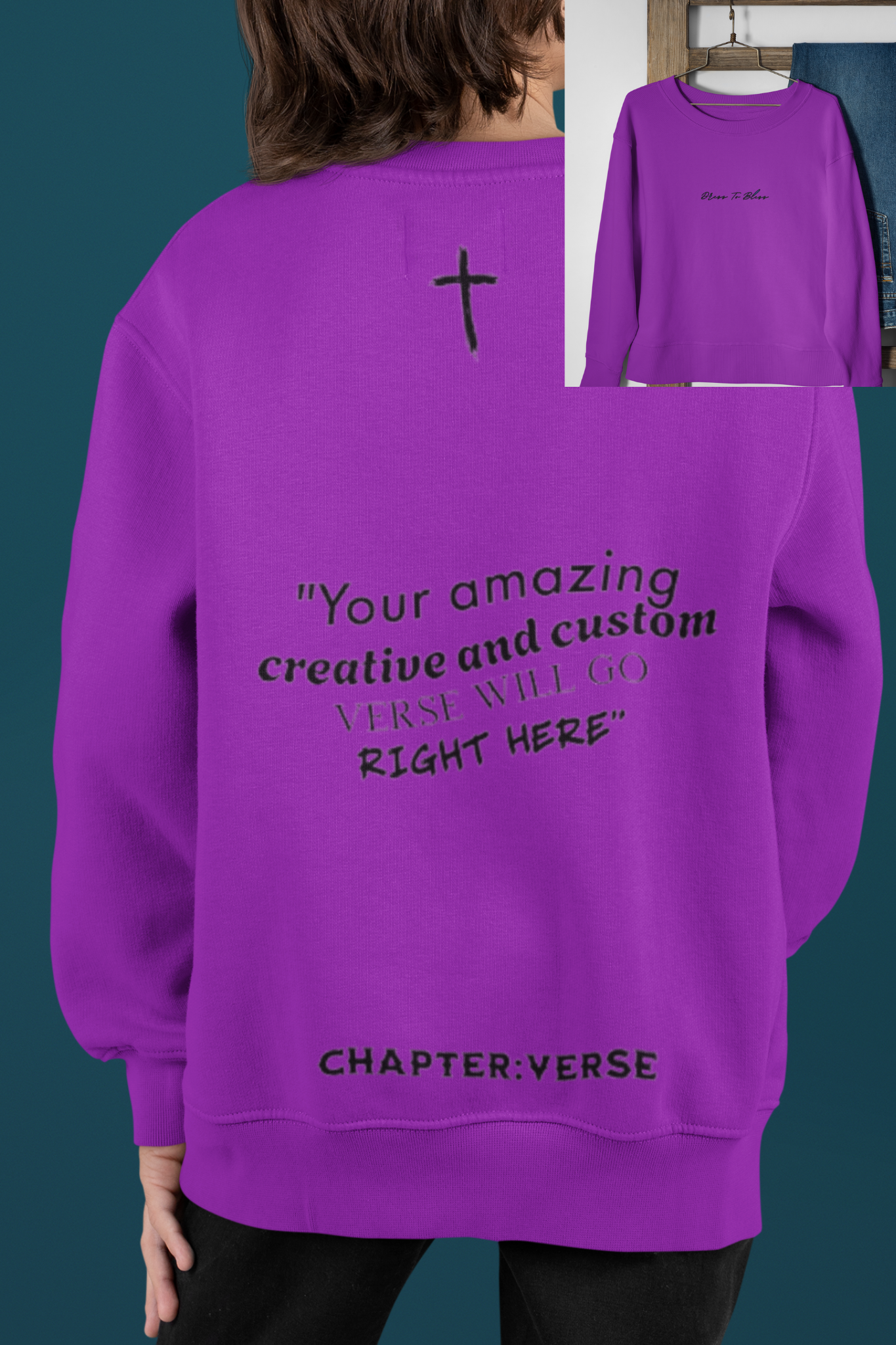 Custom Verse Only Youth “Dress To Bless” Cursive Logo Unisex Crewnecks