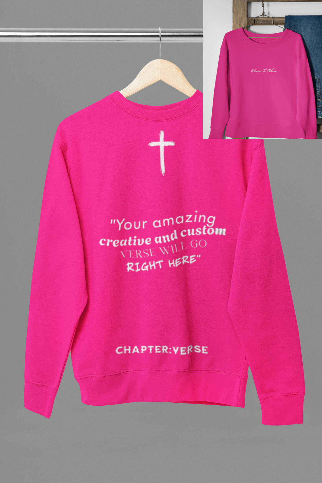 Custom Verse Only Adult “Dress To Bless” Cursive Logo Unisex Crewnecks
