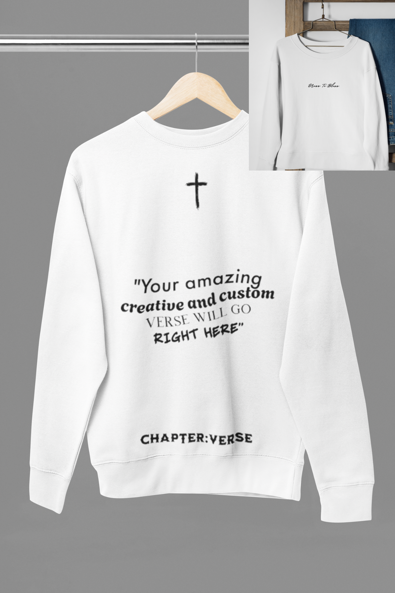 Custom Verse Only Adult “Dress To Bless” Cursive Logo Unisex Crewnecks