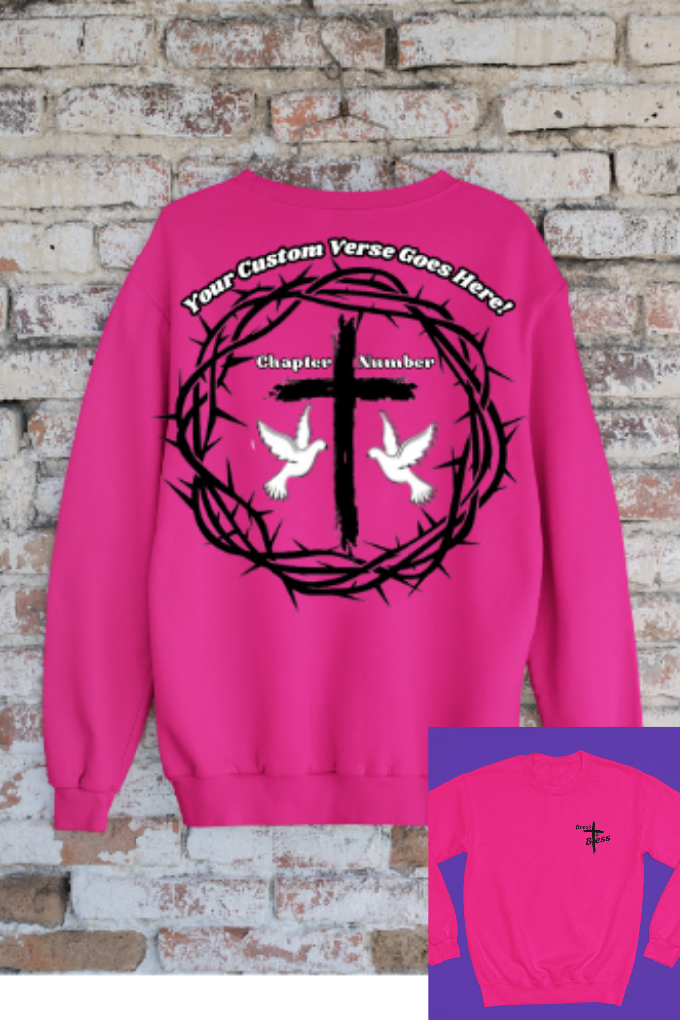 Custom Adult “Dress To Bless” Cross Logo Unisex Crewnecks