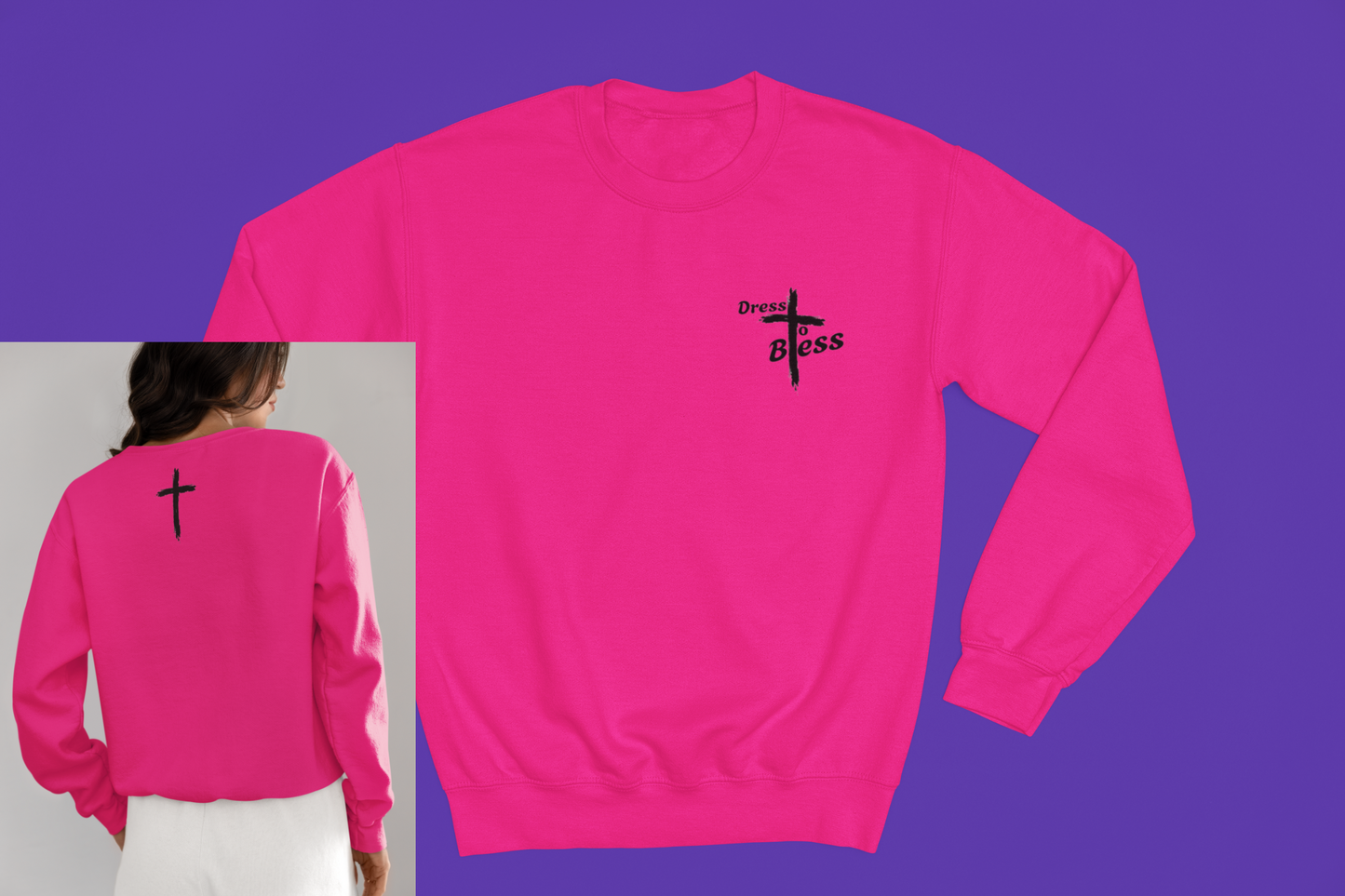Adult “Dress To Bless” Cross Logo Unisex Crewnecks