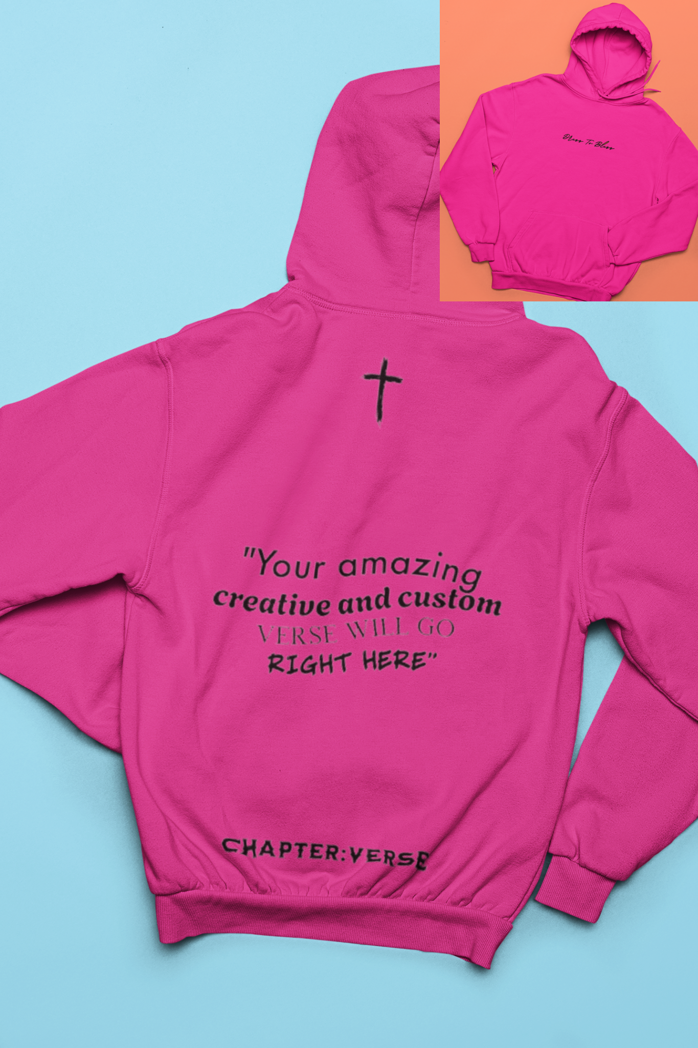 Custom Verse Only Adult “Dress To Bless” Cursive Logo Unisex Hoodies