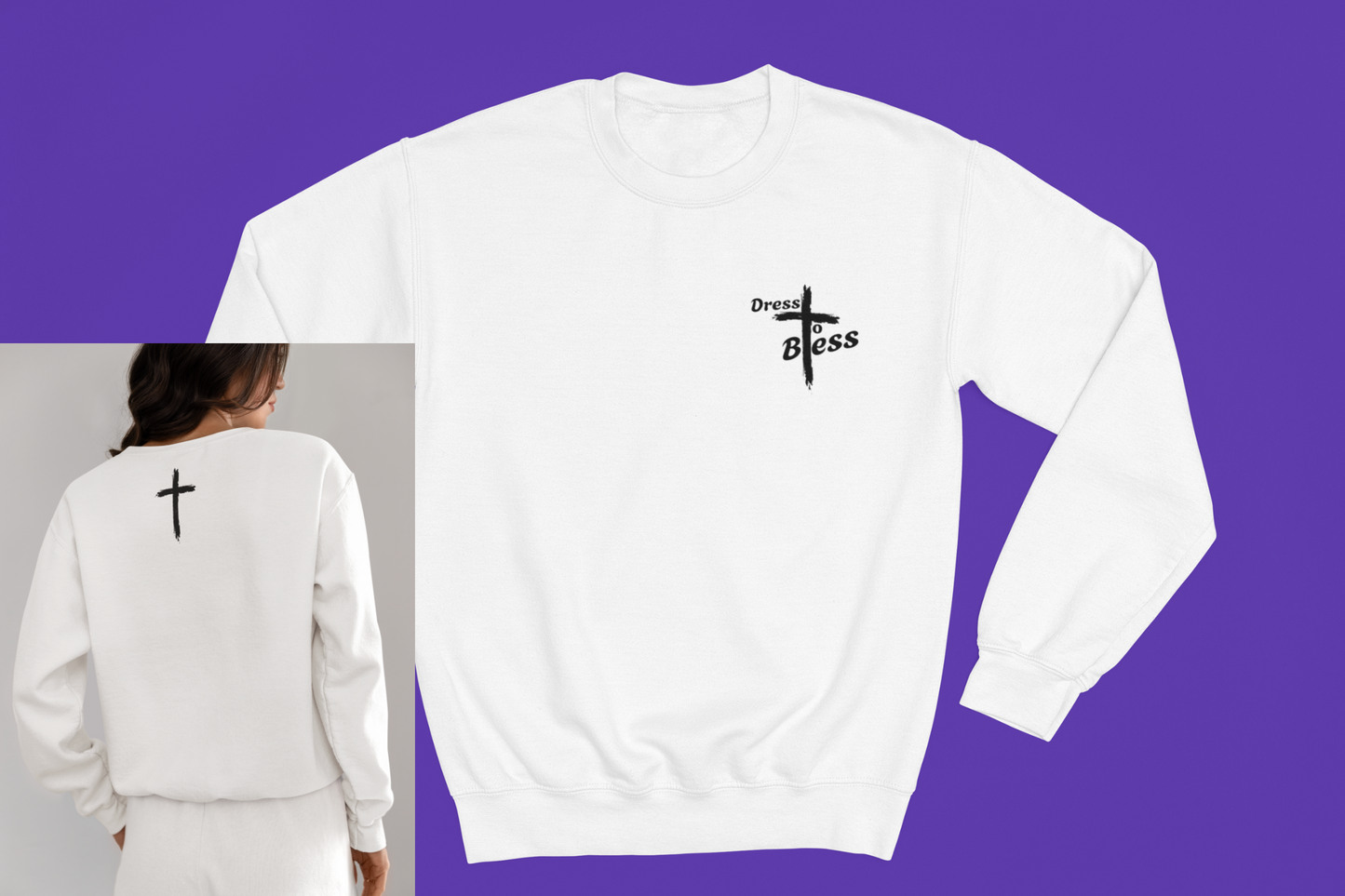 Adult “Dress To Bless” Cross Logo Unisex Crewnecks