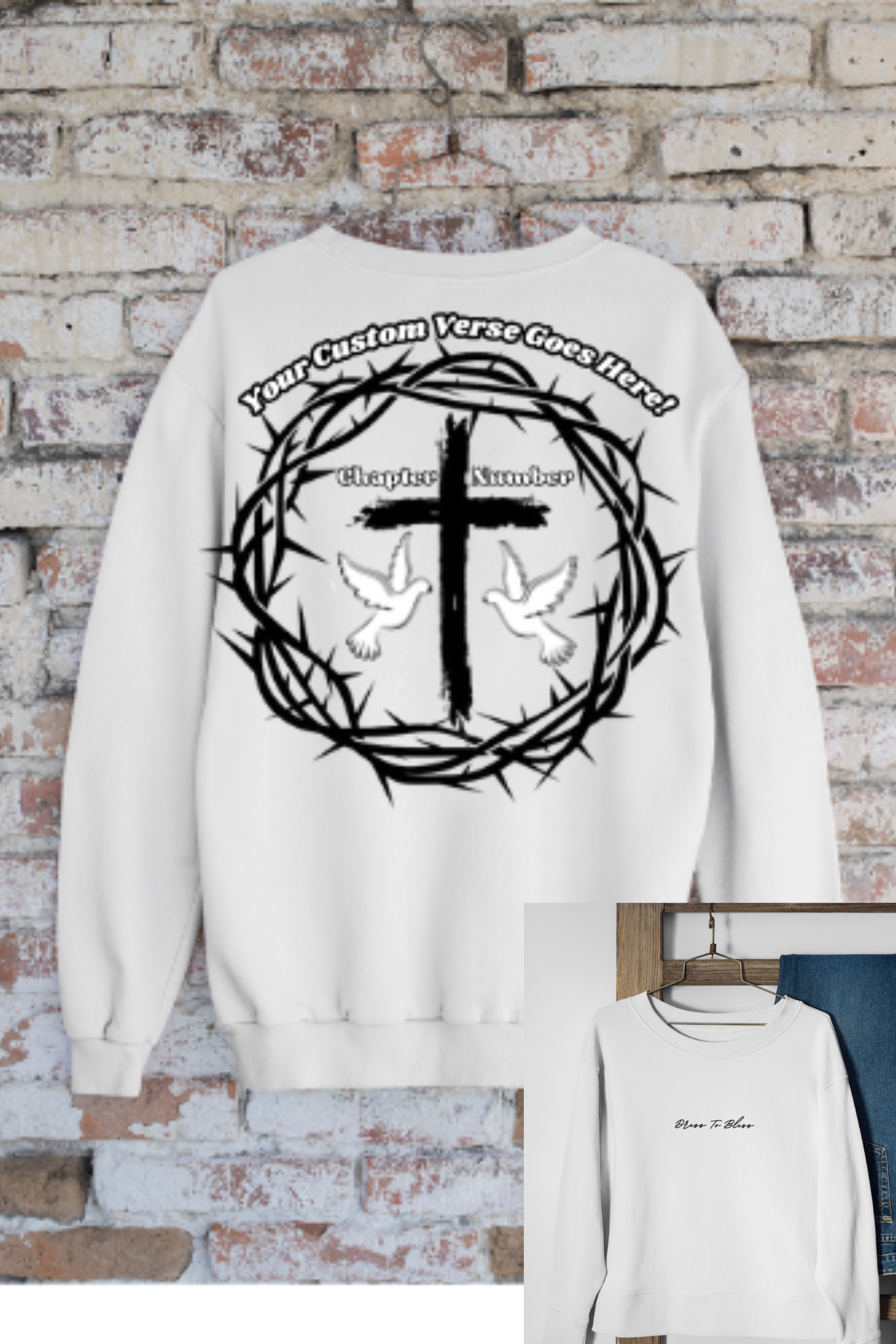 Custom Adult “Dress To Bless” Cursive Logo Unisex Crewnecks