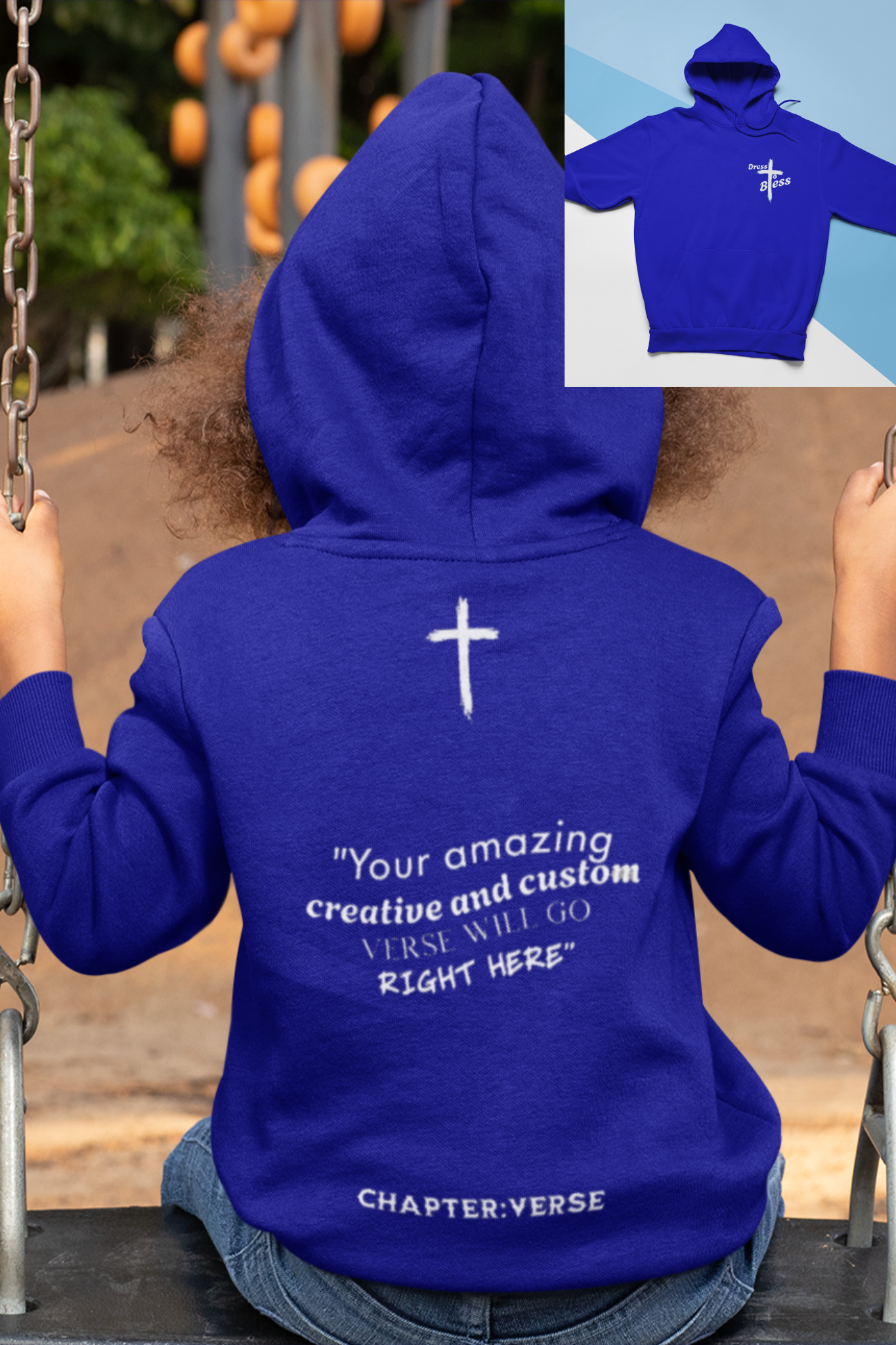 Custom Verse Only Youth “Dress To Bless” Cross Logo Unisex Hoodies