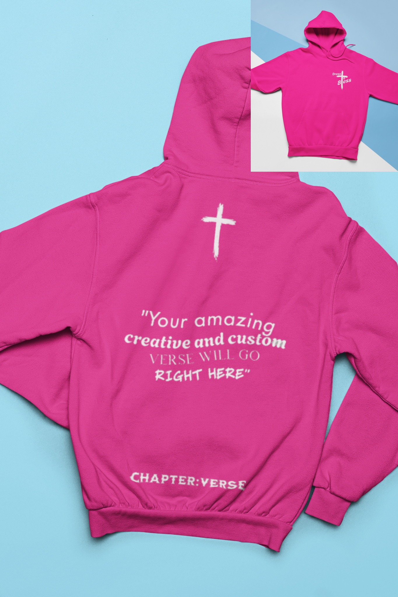 Custom Verse Only Adult “Dress To Bless” Cross Logo Unisex Hoodies