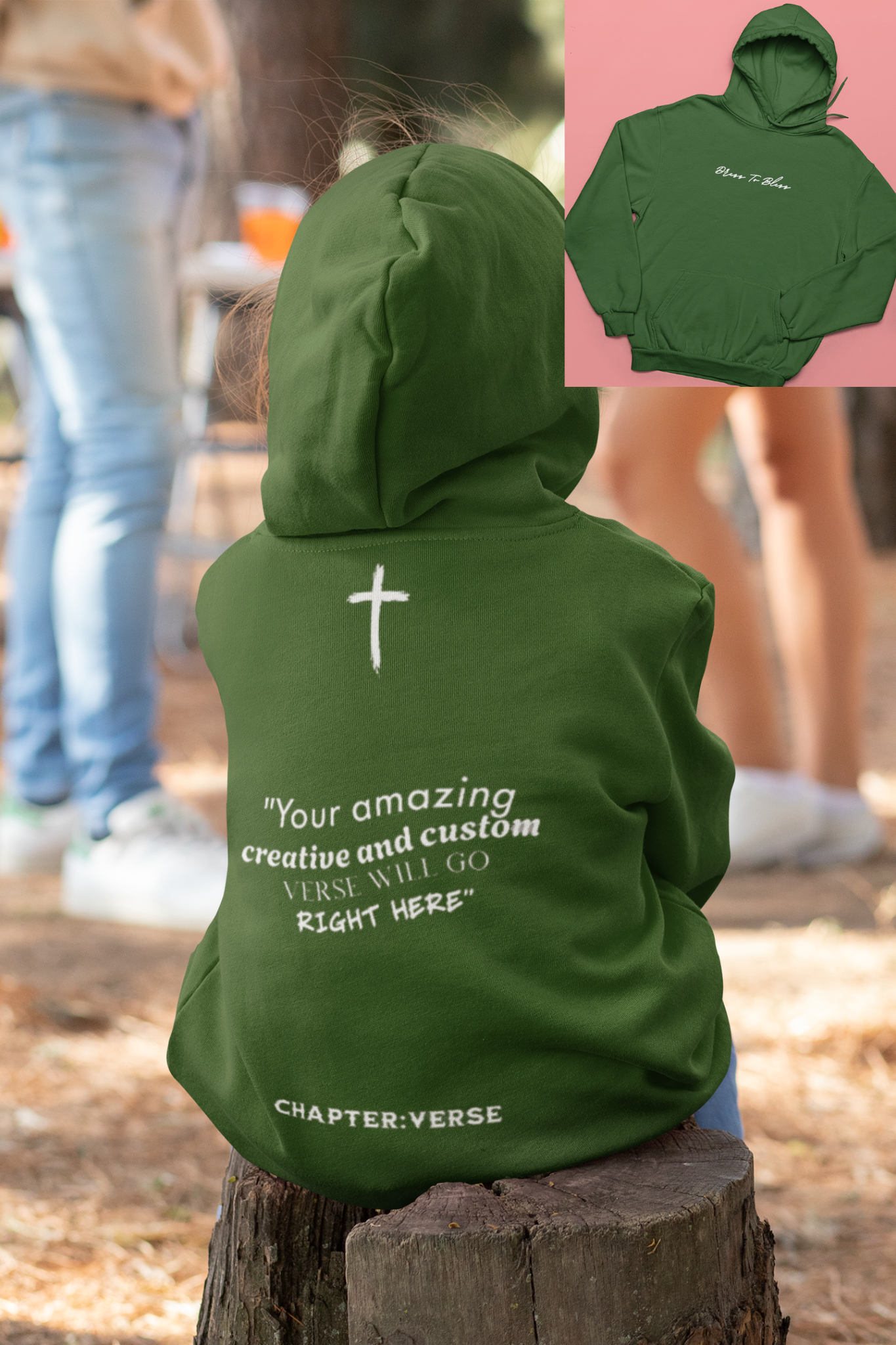 Custom Verse Only Youth “Dress To Bless” Cursive Logo Unisex Hoodies