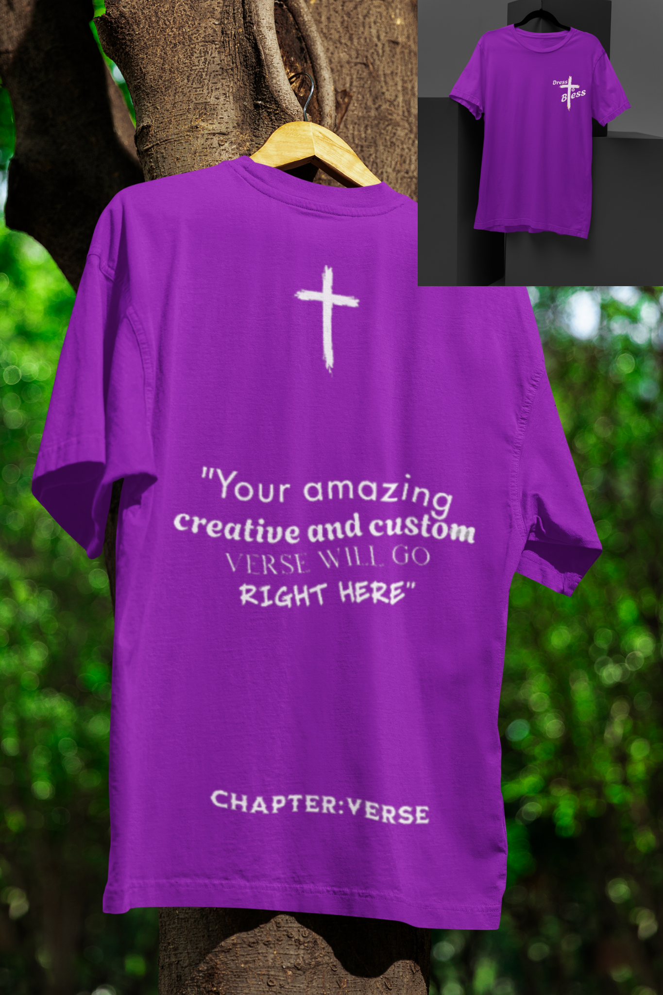 Custom Verse Only Adult “Dress To Bless” Cross Logo Unisex T-shirts
