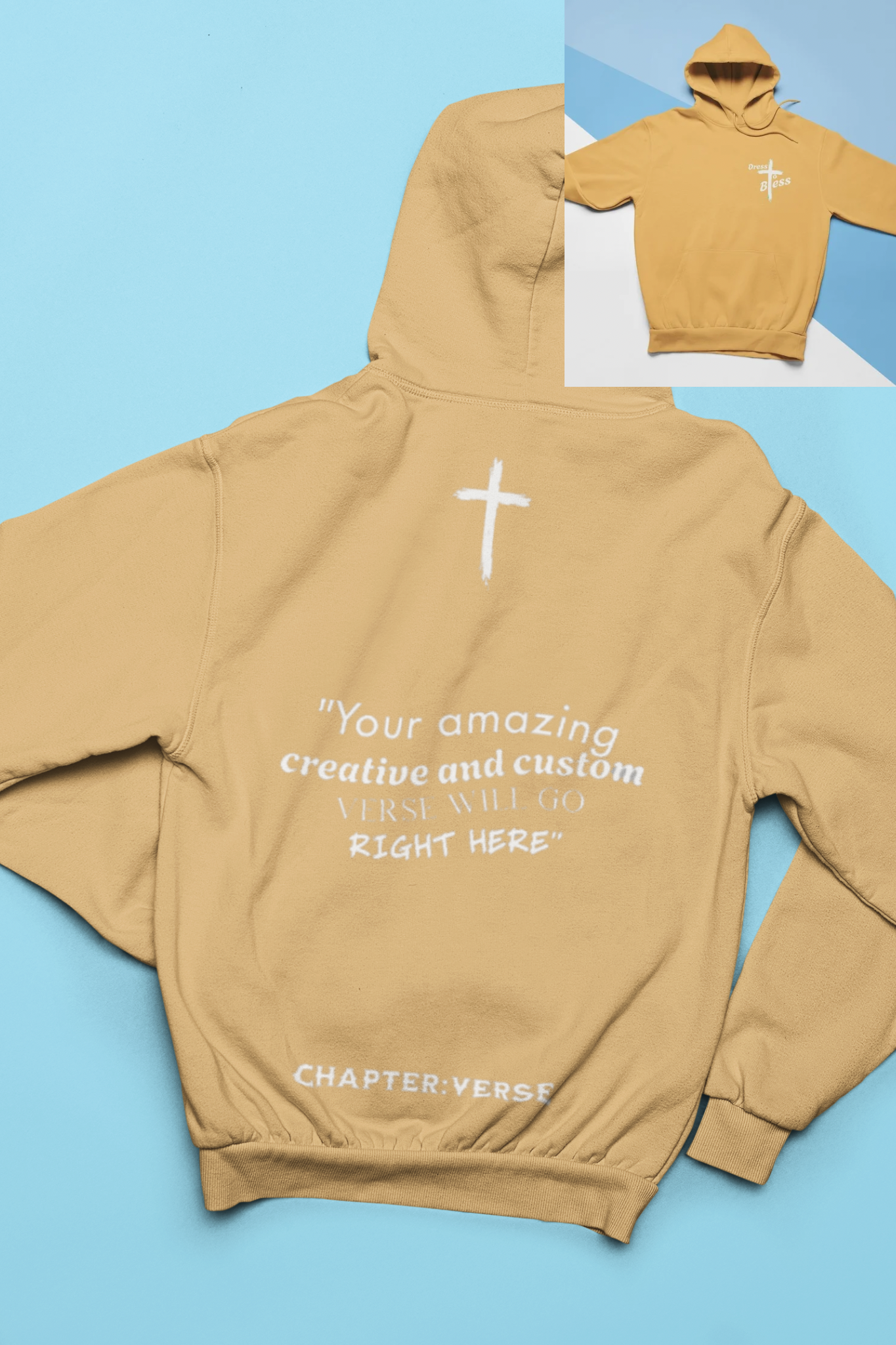 Custom Verse Only Adult “Dress To Bless” Cross Logo Unisex Hoodies