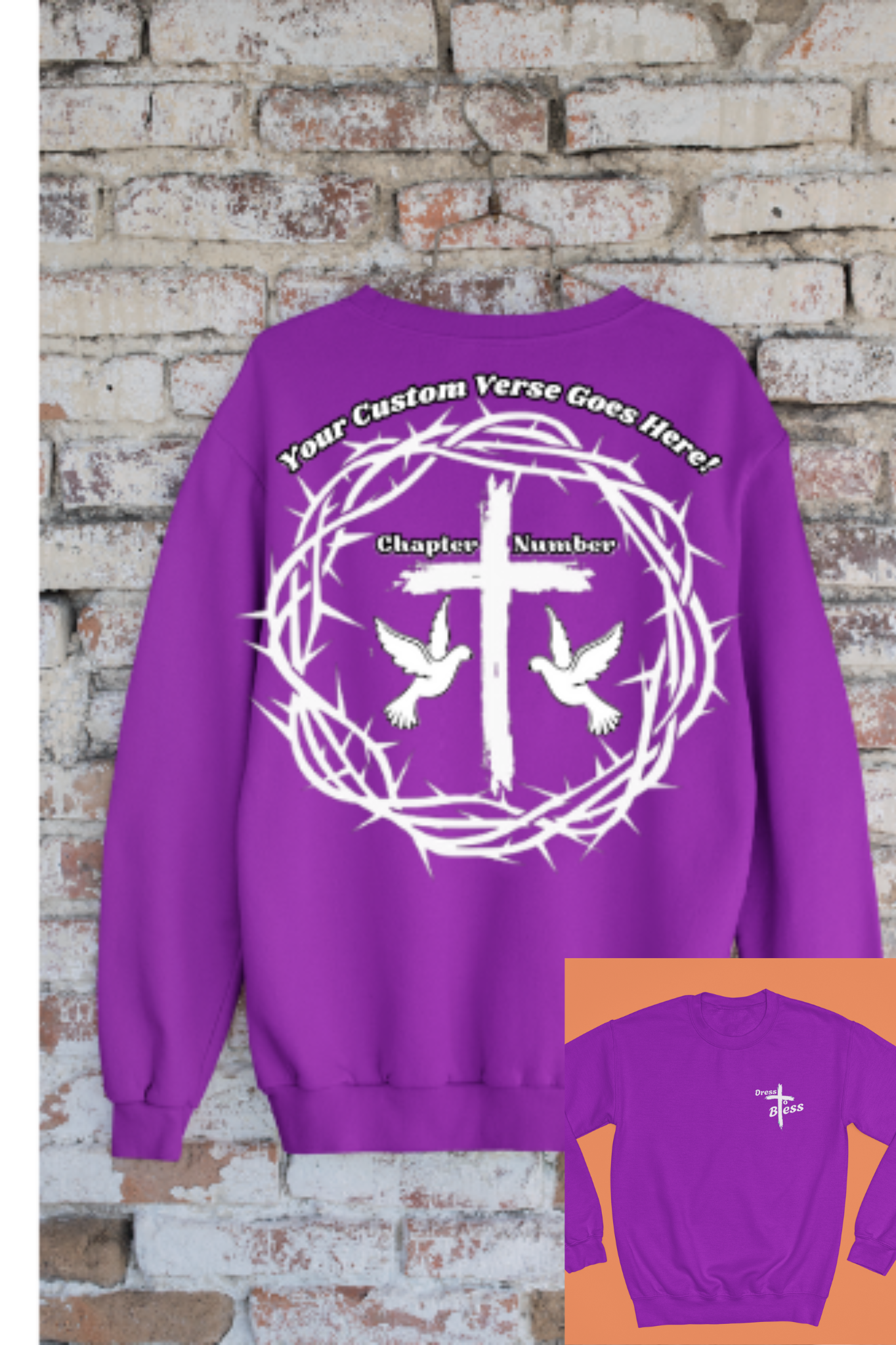 Custom Adult “Dress To Bless” Cross Logo Unisex Crewnecks