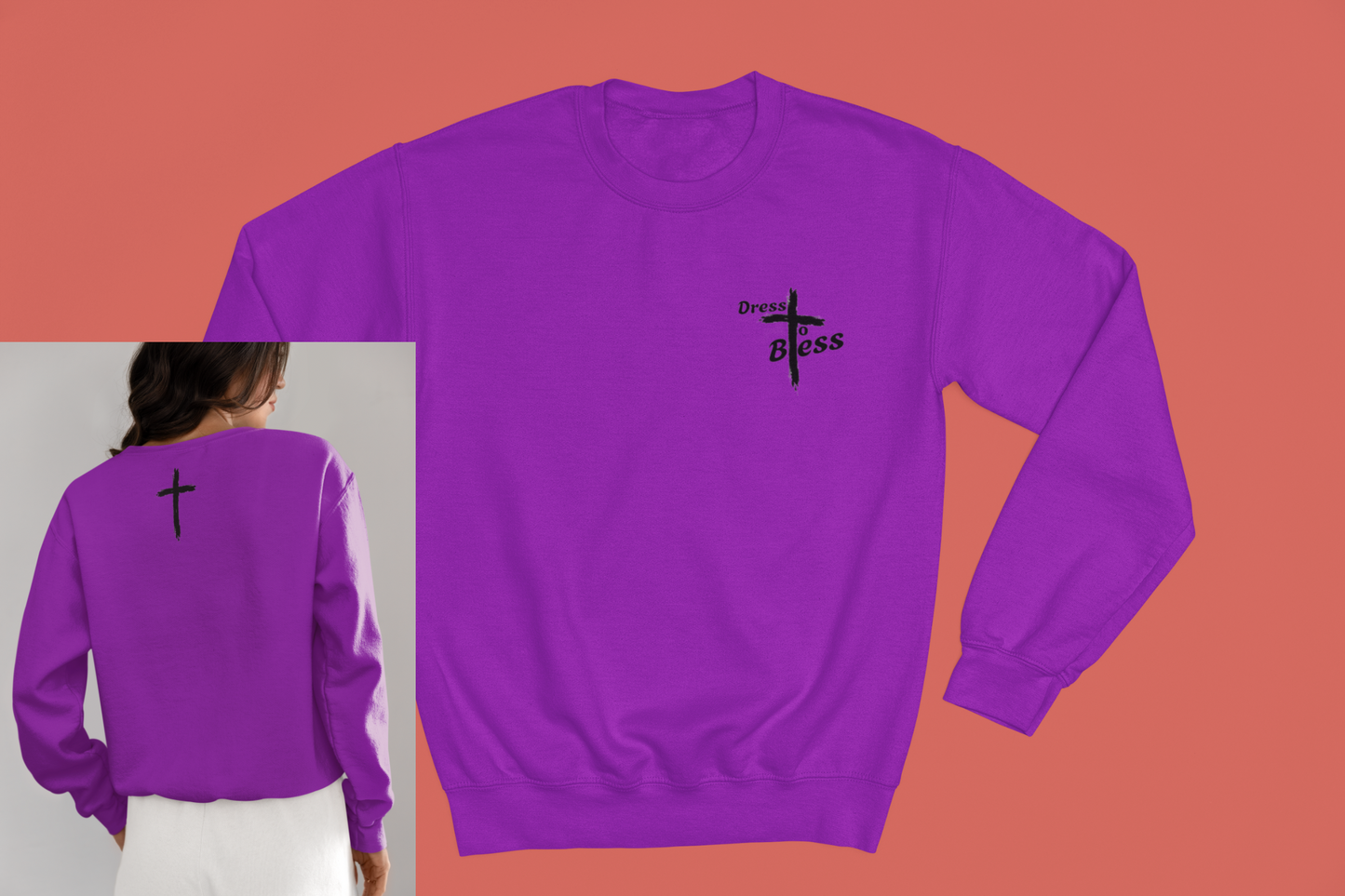 Adult “Dress To Bless” Cross Logo Unisex Crewnecks