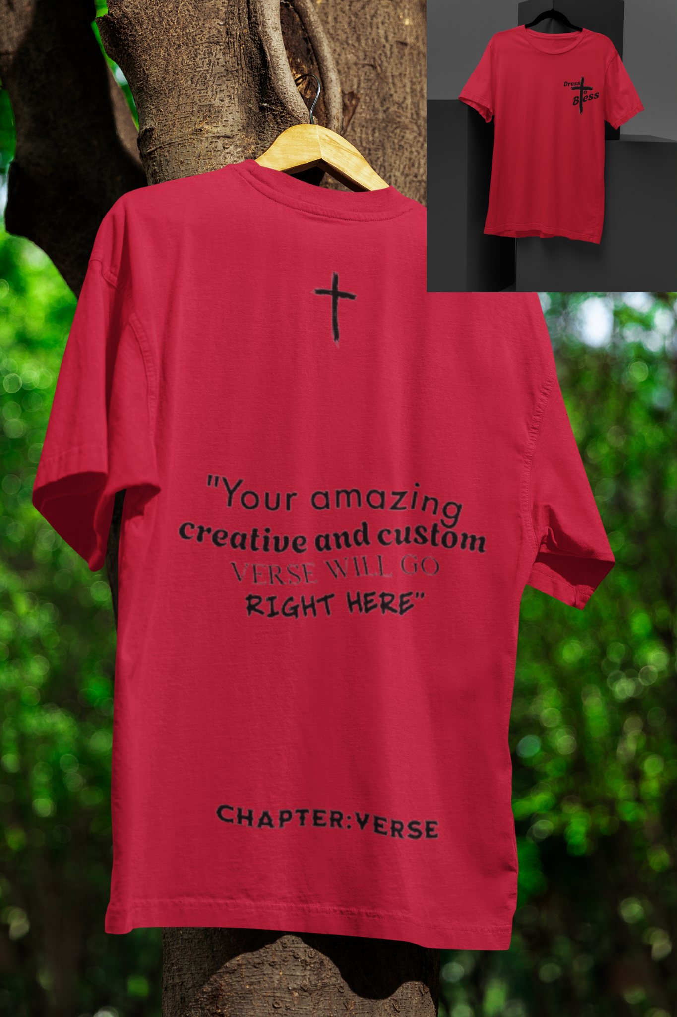Custom Verse Only Adult “Dress To Bless” Cross Logo Unisex T-shirts