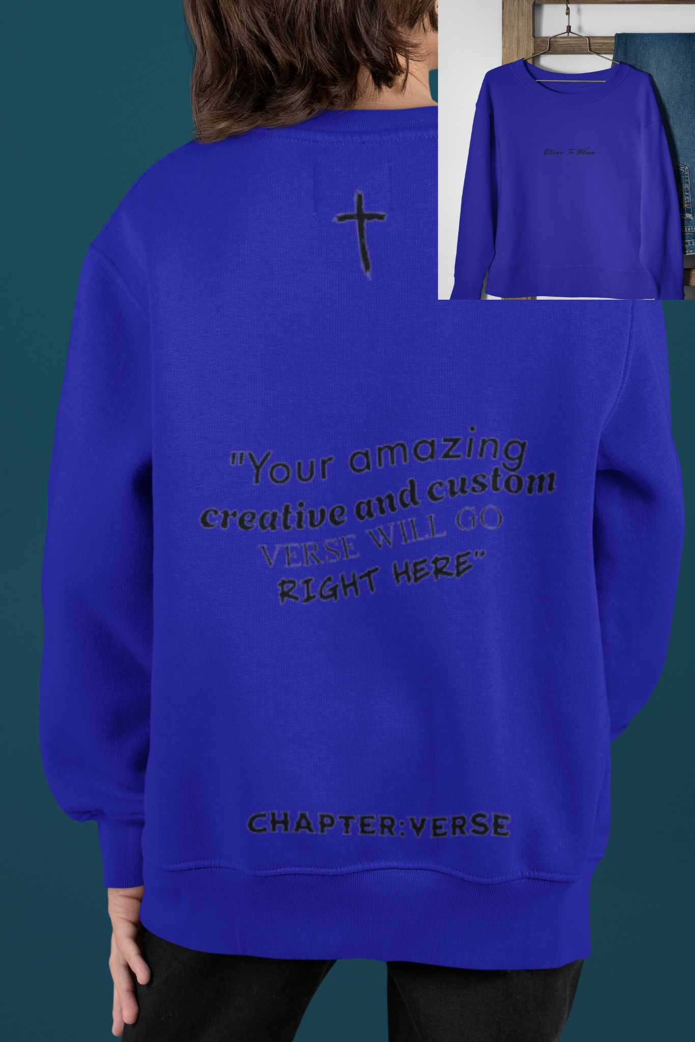 Custom Verse Only Youth “Dress To Bless” Cursive Logo Unisex Crewnecks