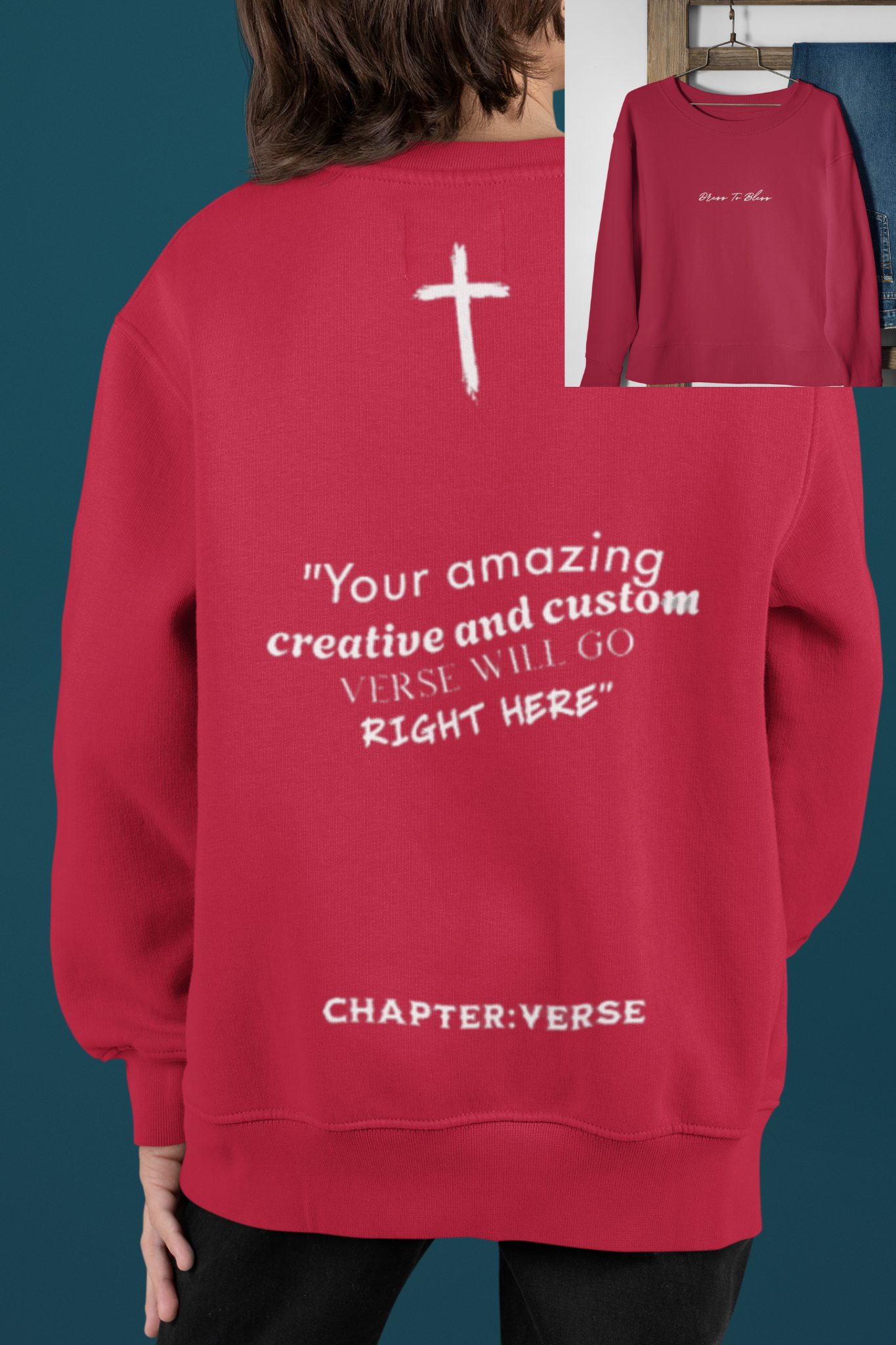 Custom Verse Only Youth “Dress To Bless” Cursive Logo Unisex Crewnecks