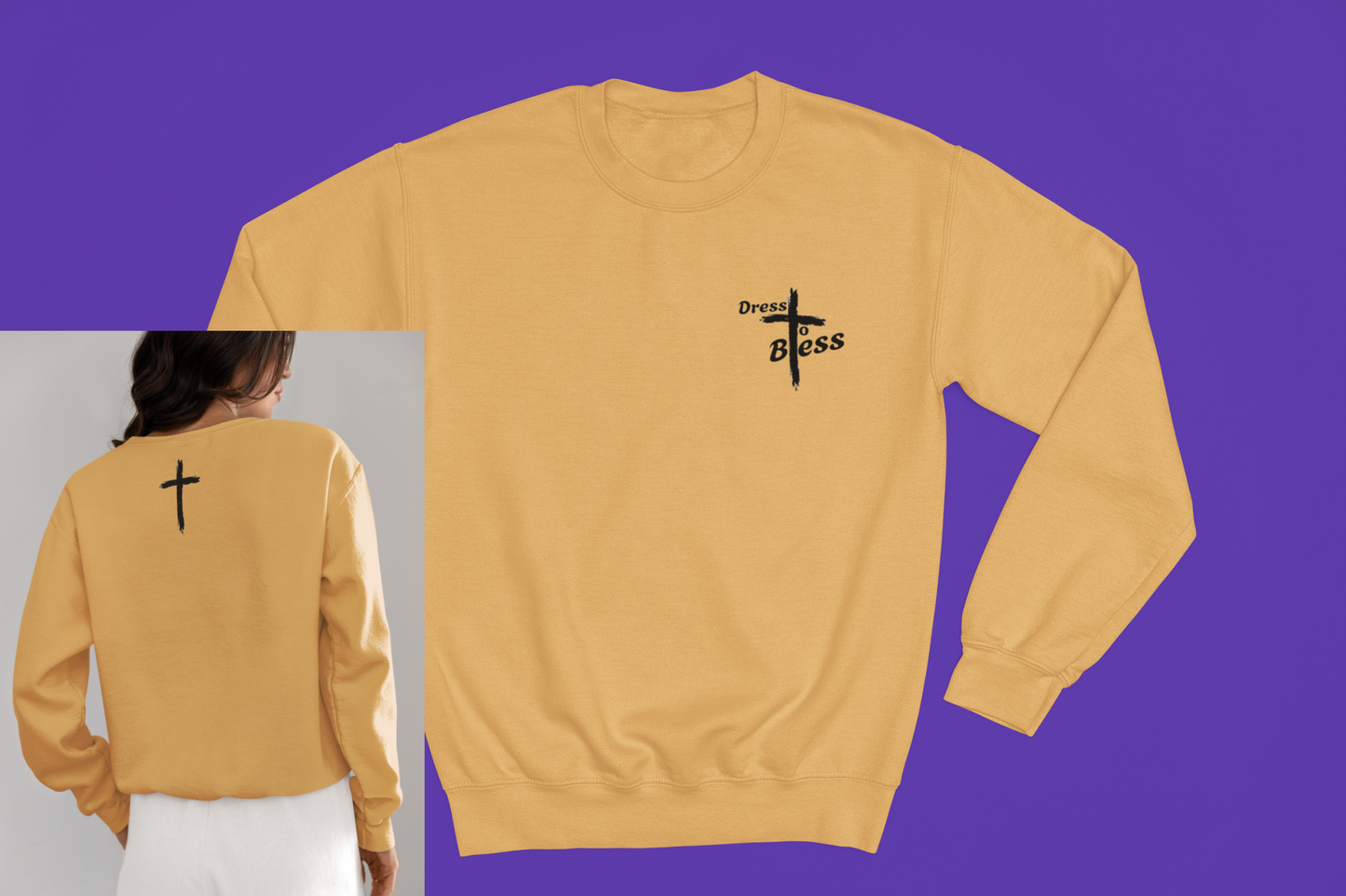 Adult “Dress To Bless” Cross Logo Unisex Crewnecks