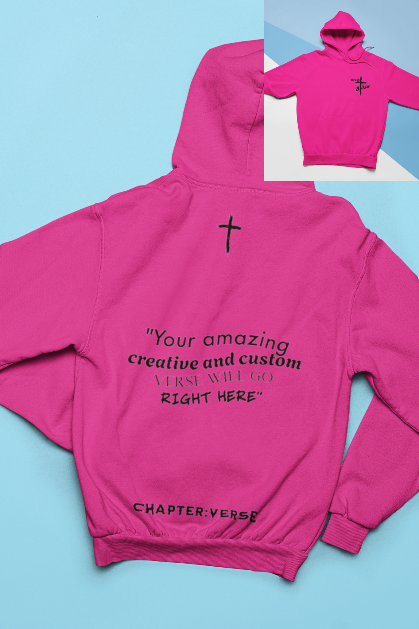 Custom Verse Only Adult “Dress To Bless” Cross Logo Unisex Hoodies