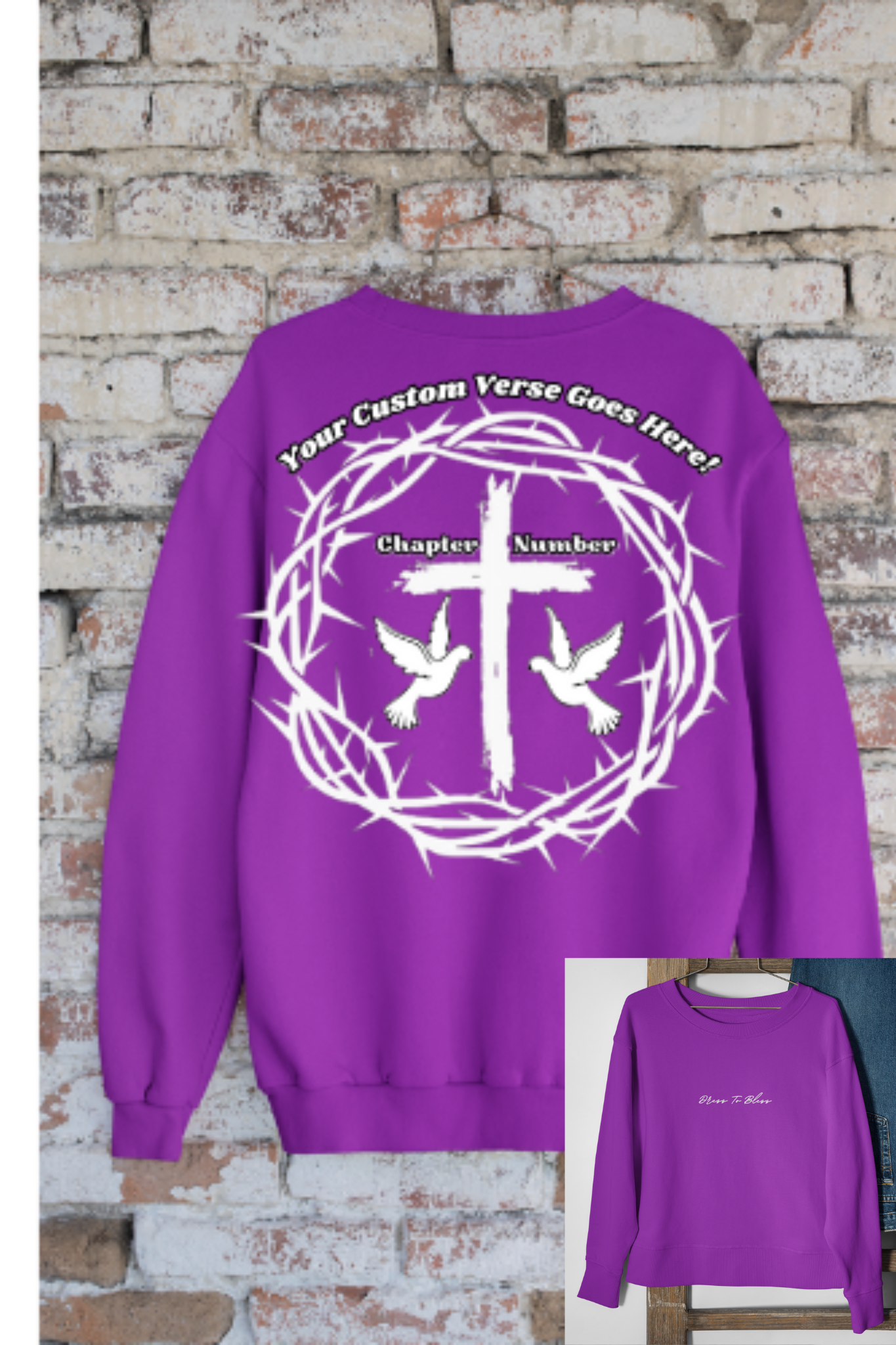 Custom Adult “Dress To Bless” Cursive Logo Unisex Crewnecks