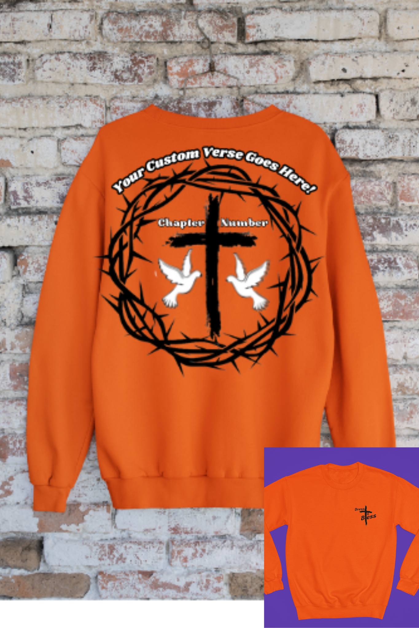 Custom Adult “Dress To Bless” Cross Logo Unisex Crewnecks