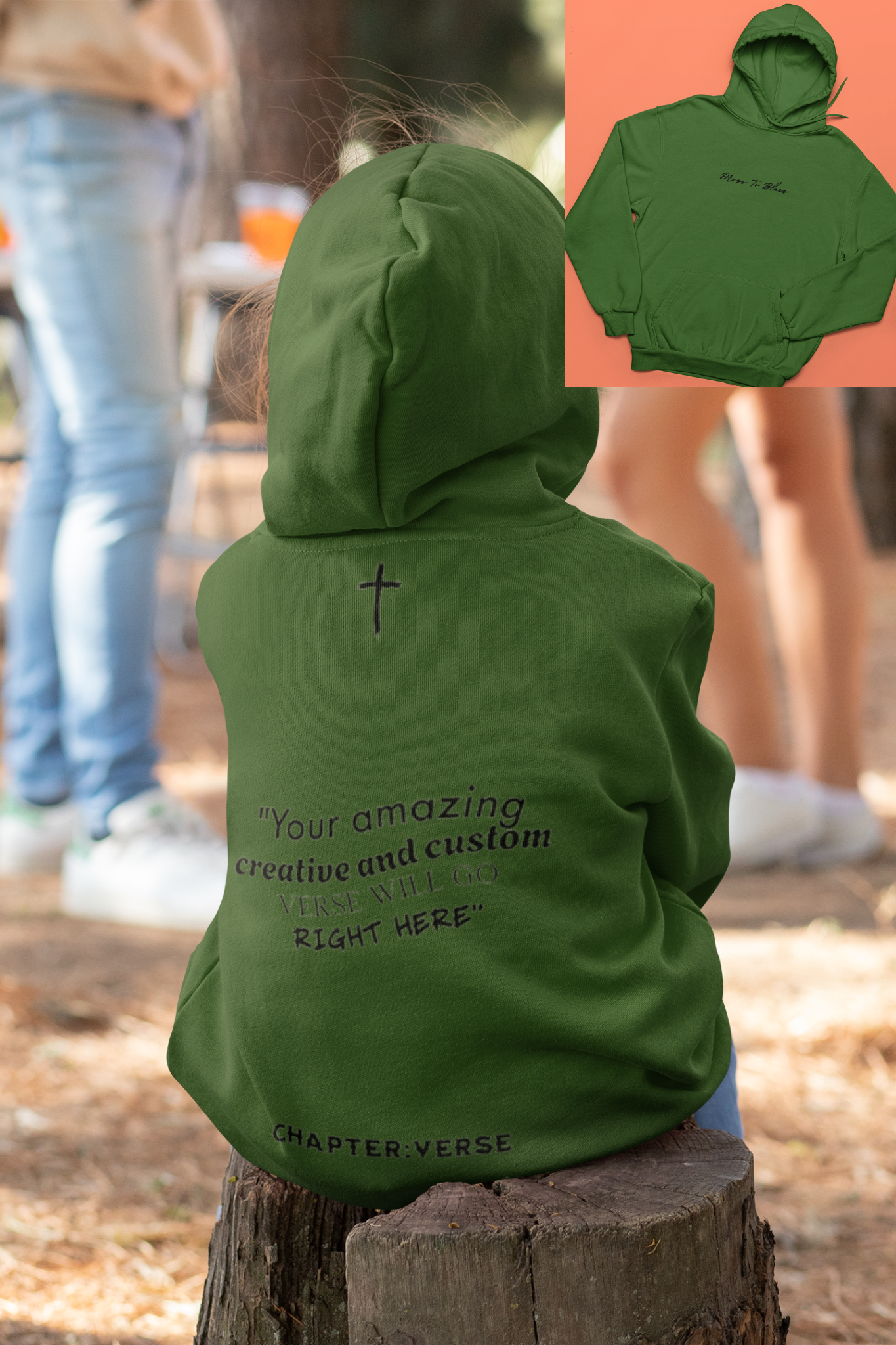 Custom Verse Only Youth “Dress To Bless” Cursive Logo Unisex Hoodies
