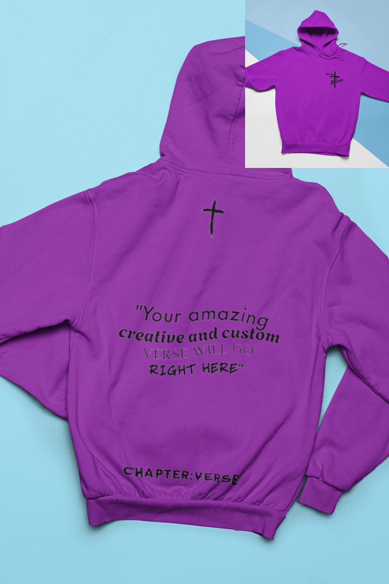 Custom Verse Only Adult “Dress To Bless” Cross Logo Unisex Hoodies