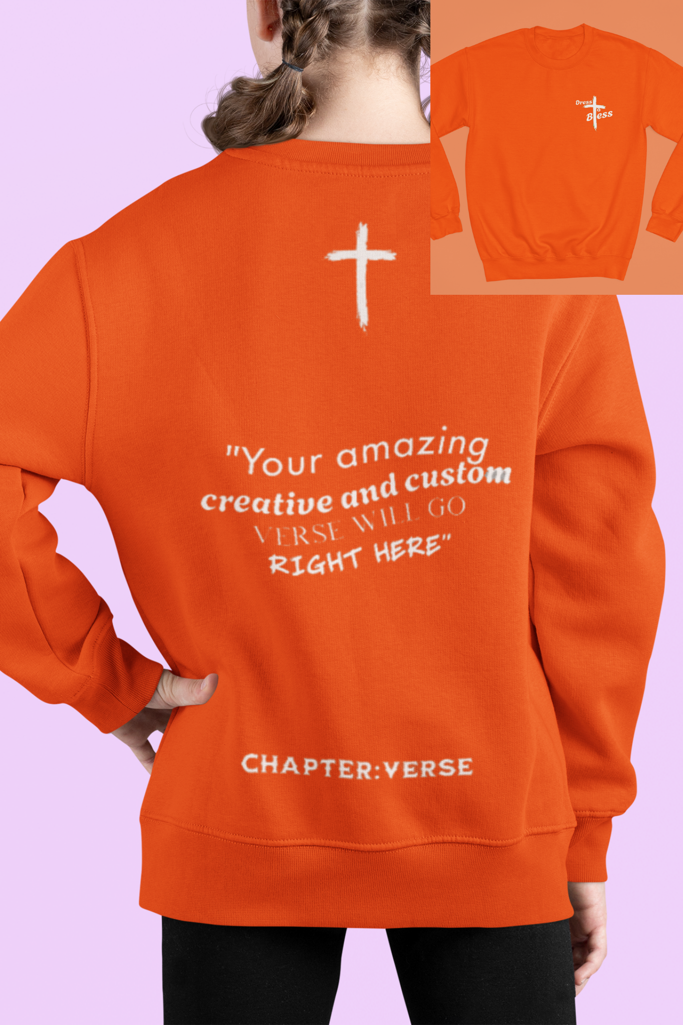 Custom Verse Only Youth “Dress To Bless” Cross Logo Unisex Crewnecks