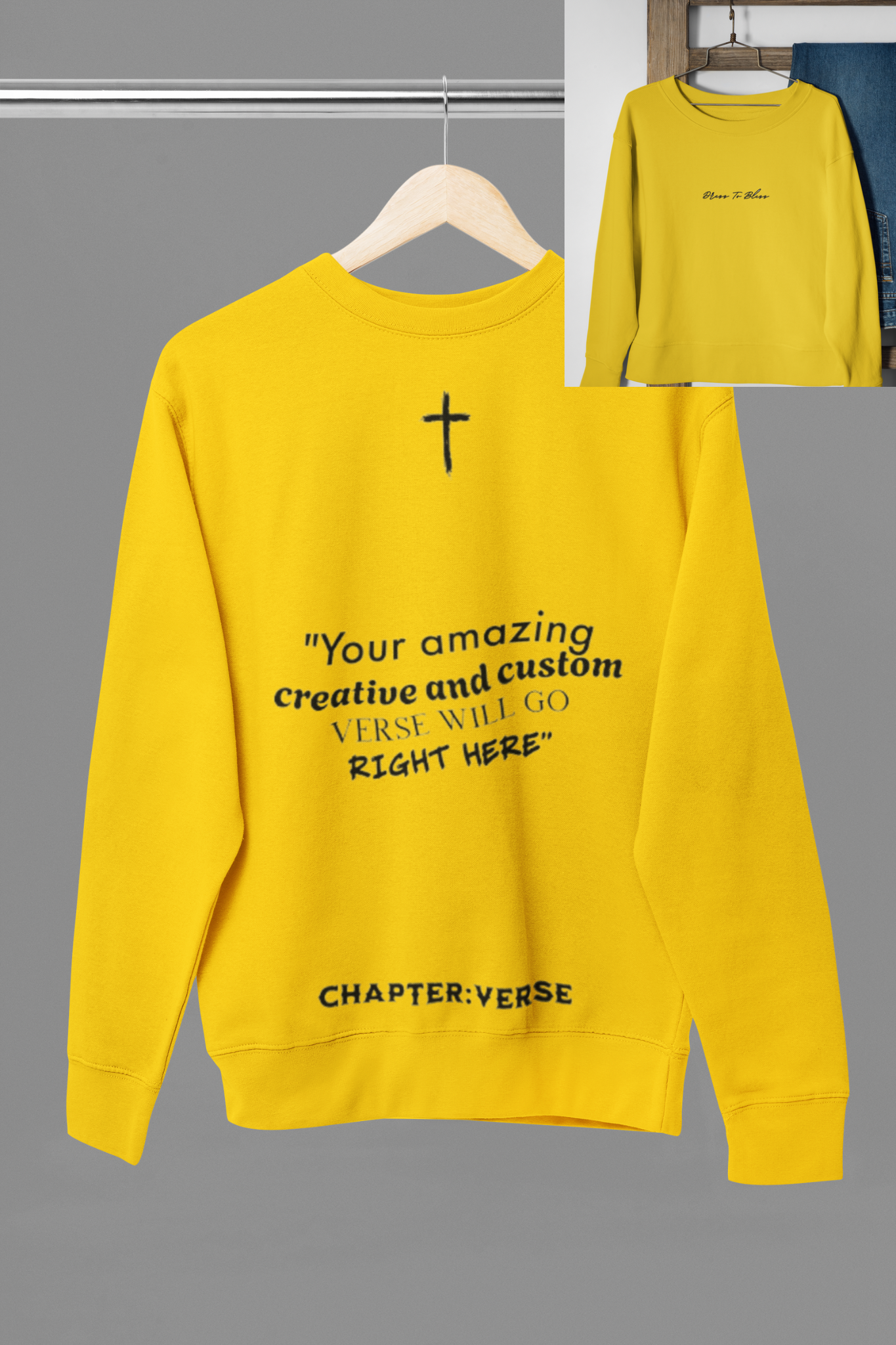 Custom Verse Only Adult “Dress To Bless” Cursive Logo Unisex Crewnecks