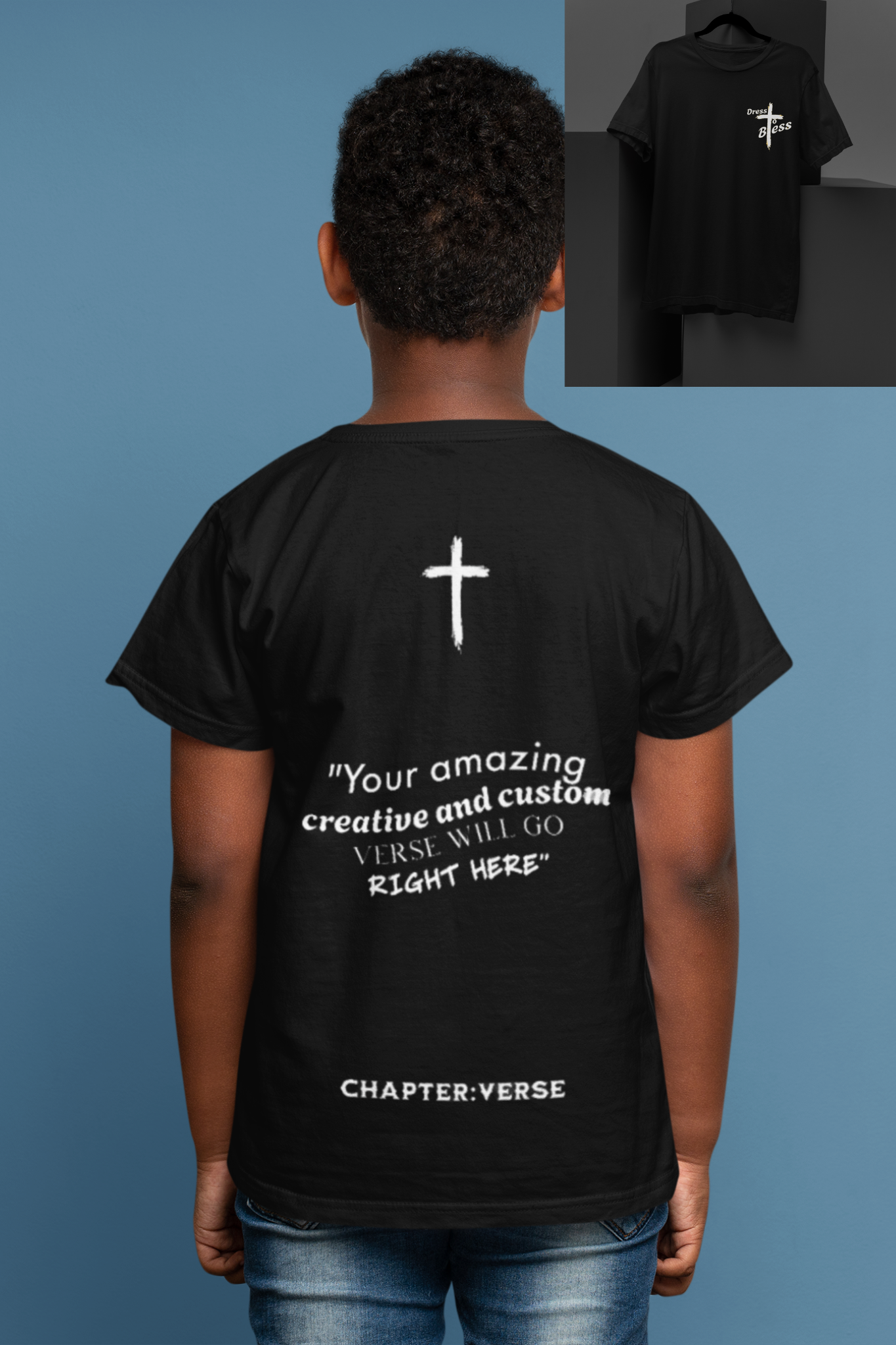 Custom Verse Only Youth “Dress To Bless” Cross Logo Unisex T-shirts
