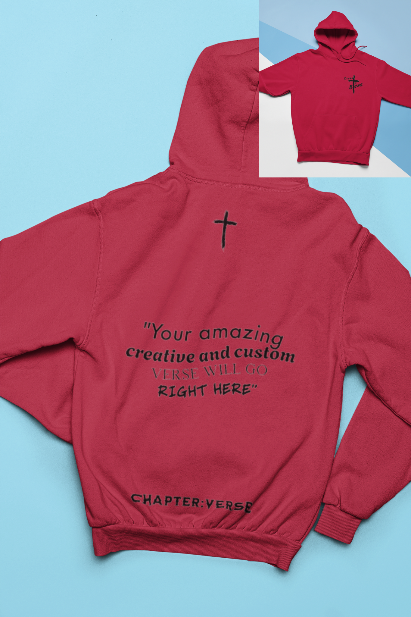 Custom Verse Only Adult “Dress To Bless” Cross Logo Unisex Hoodies