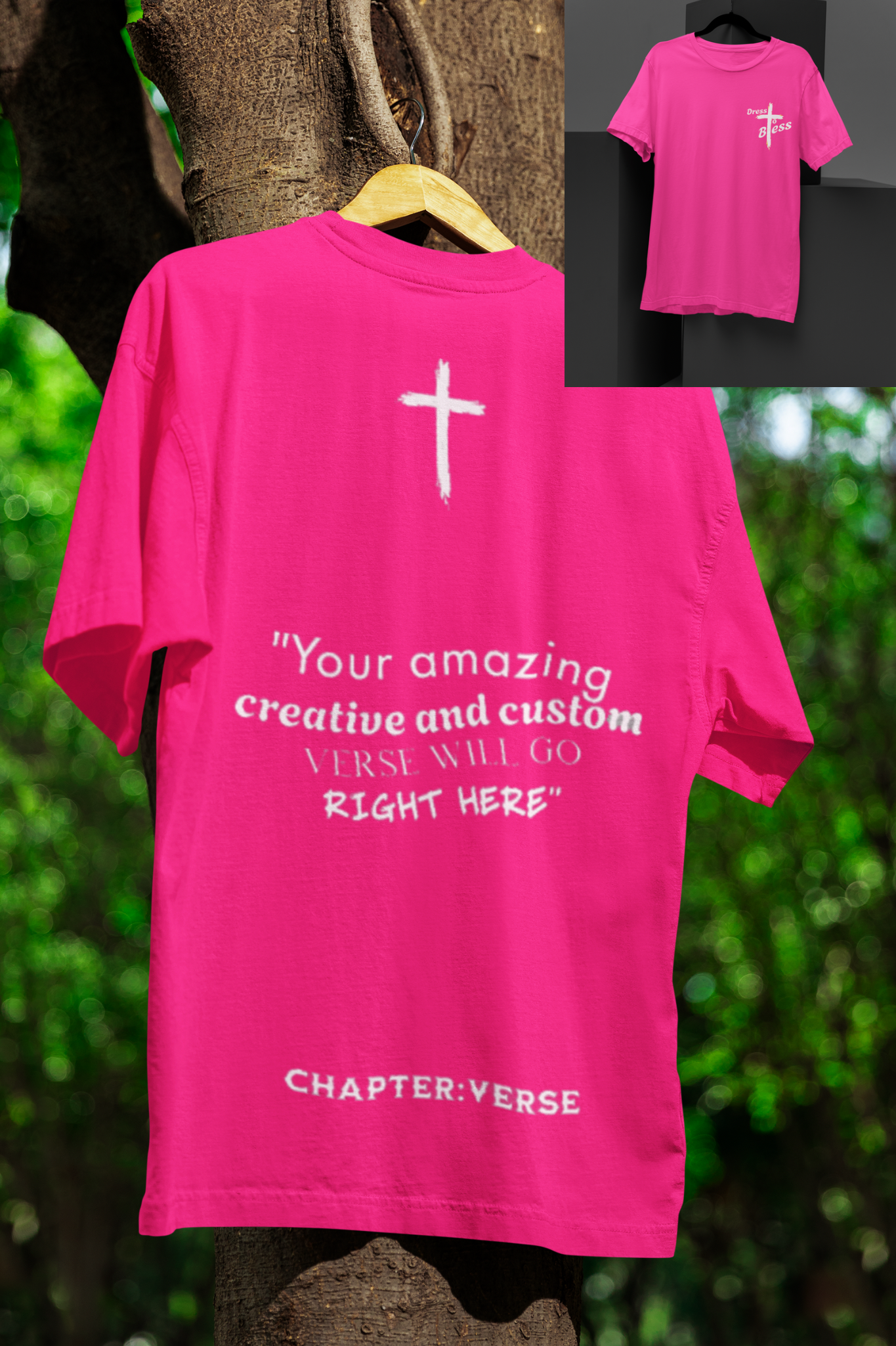Custom Verse Only Adult “Dress To Bless” Cross Logo Unisex T-shirts