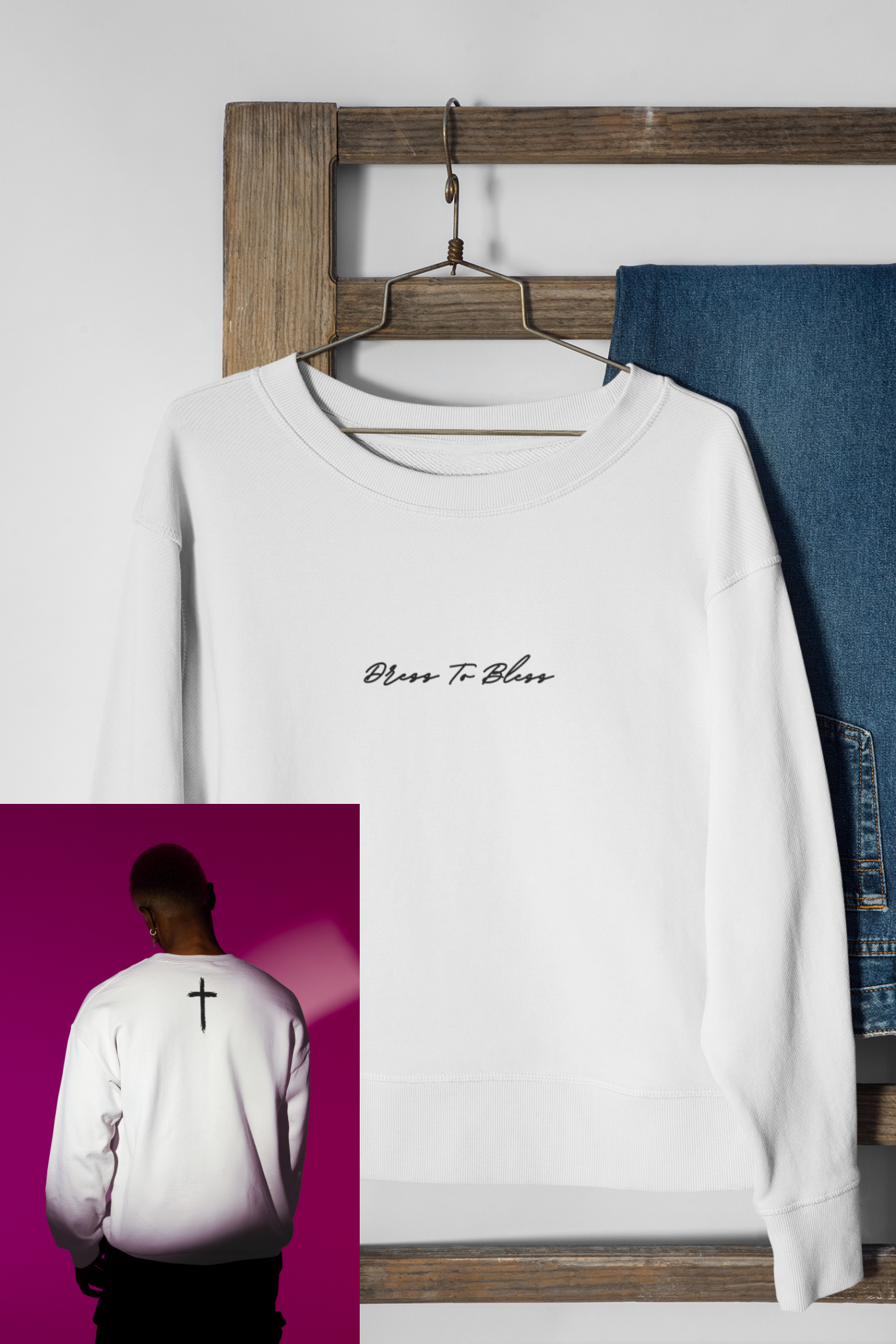 Adult “Dress To Bless” Cursive Logo Unisex Crewnecks