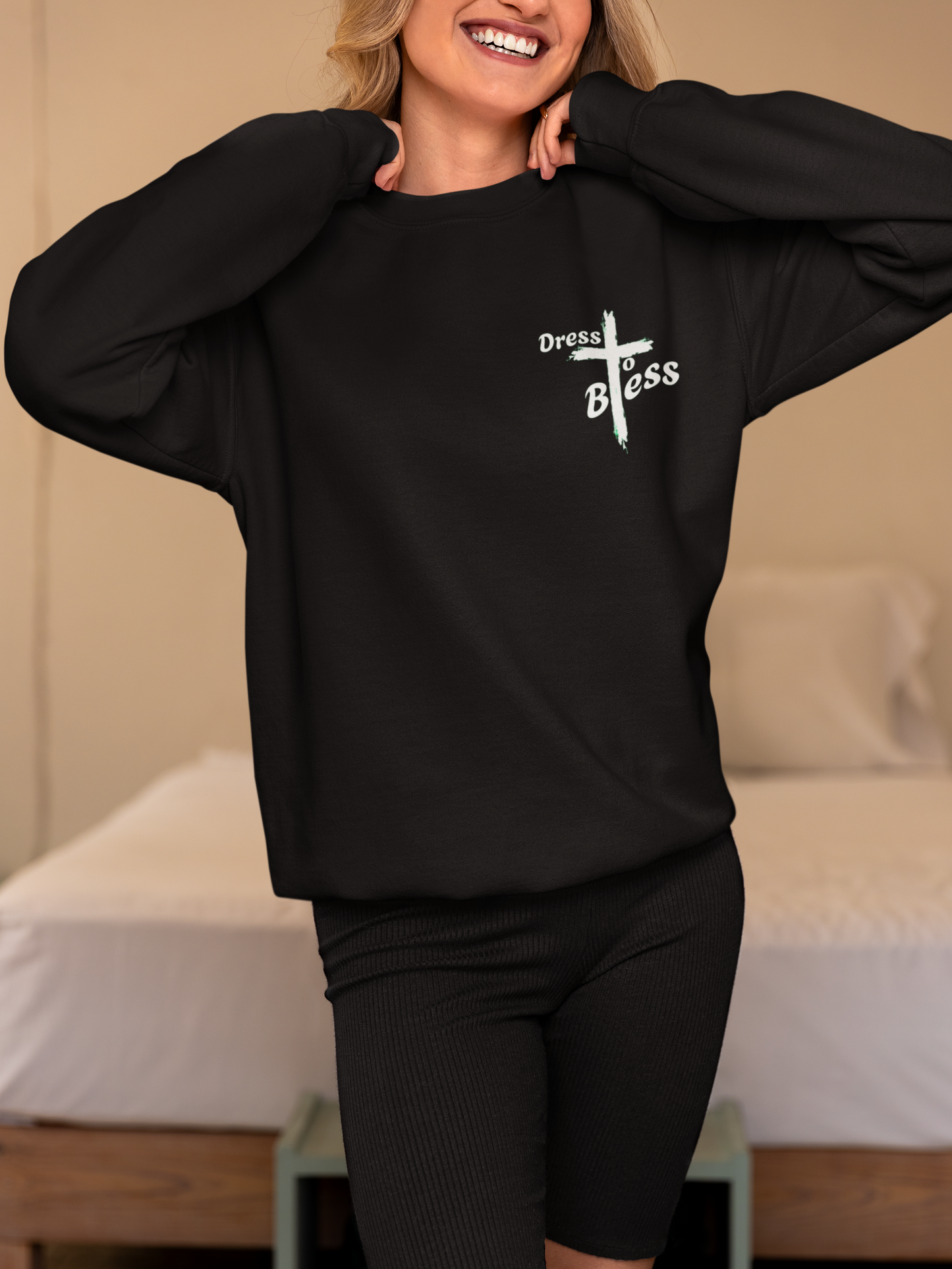 Custom Adult “Dress To Bless” Cross Logo Unisex Crewnecks