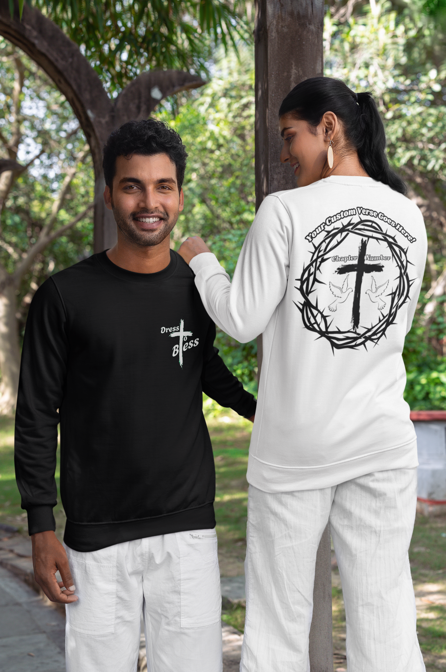 Custom Adult “Dress To Bless” Cross Logo Unisex Crewnecks