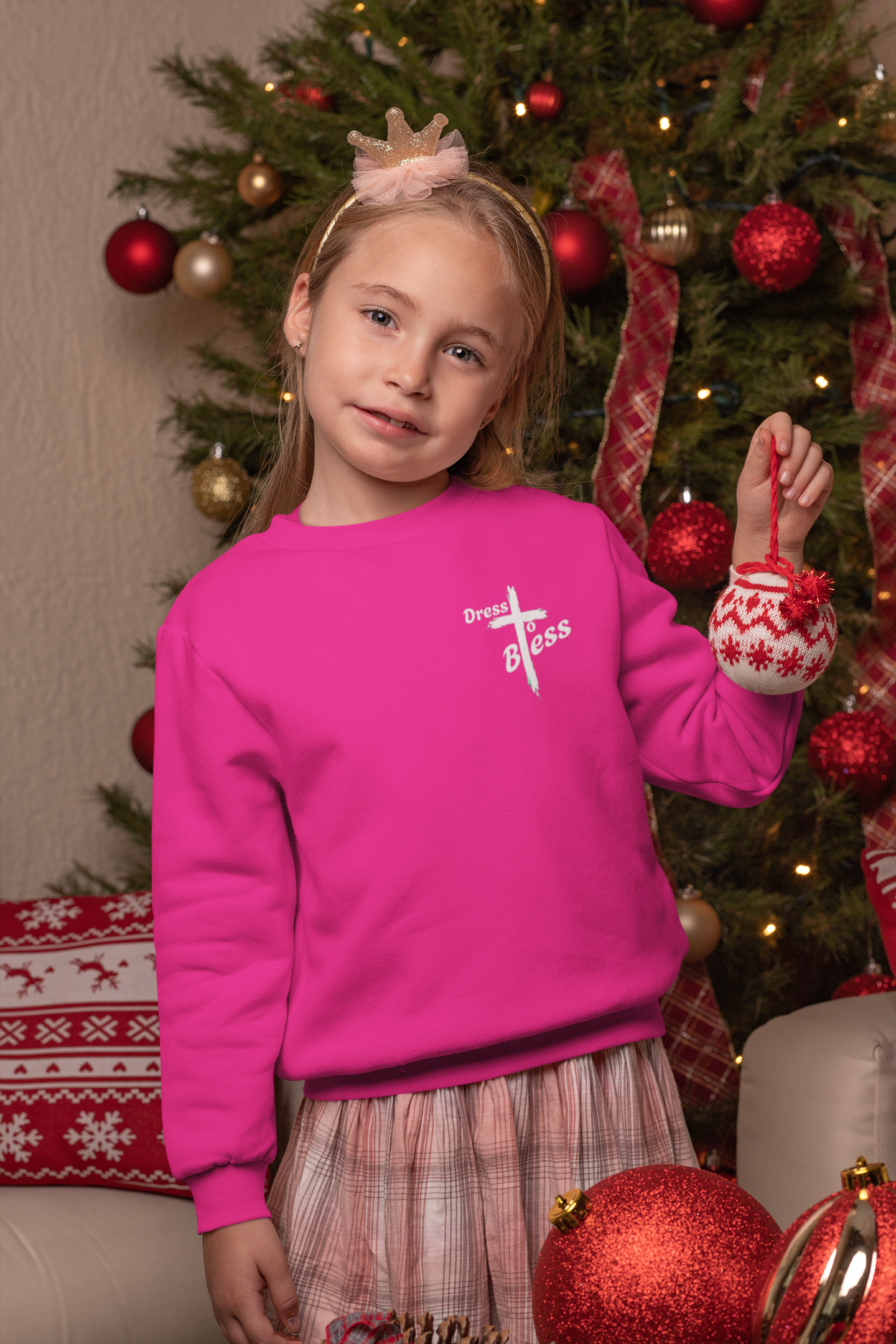 Custom Youth Dress To Bless Cross Logo Unisex Crewneck