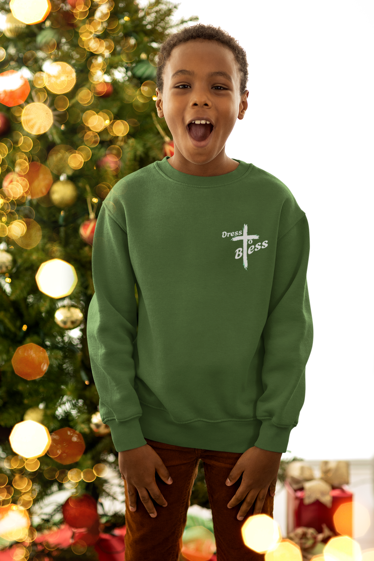 Youth Dress To Bless Cross Logo Unisex Crewneck