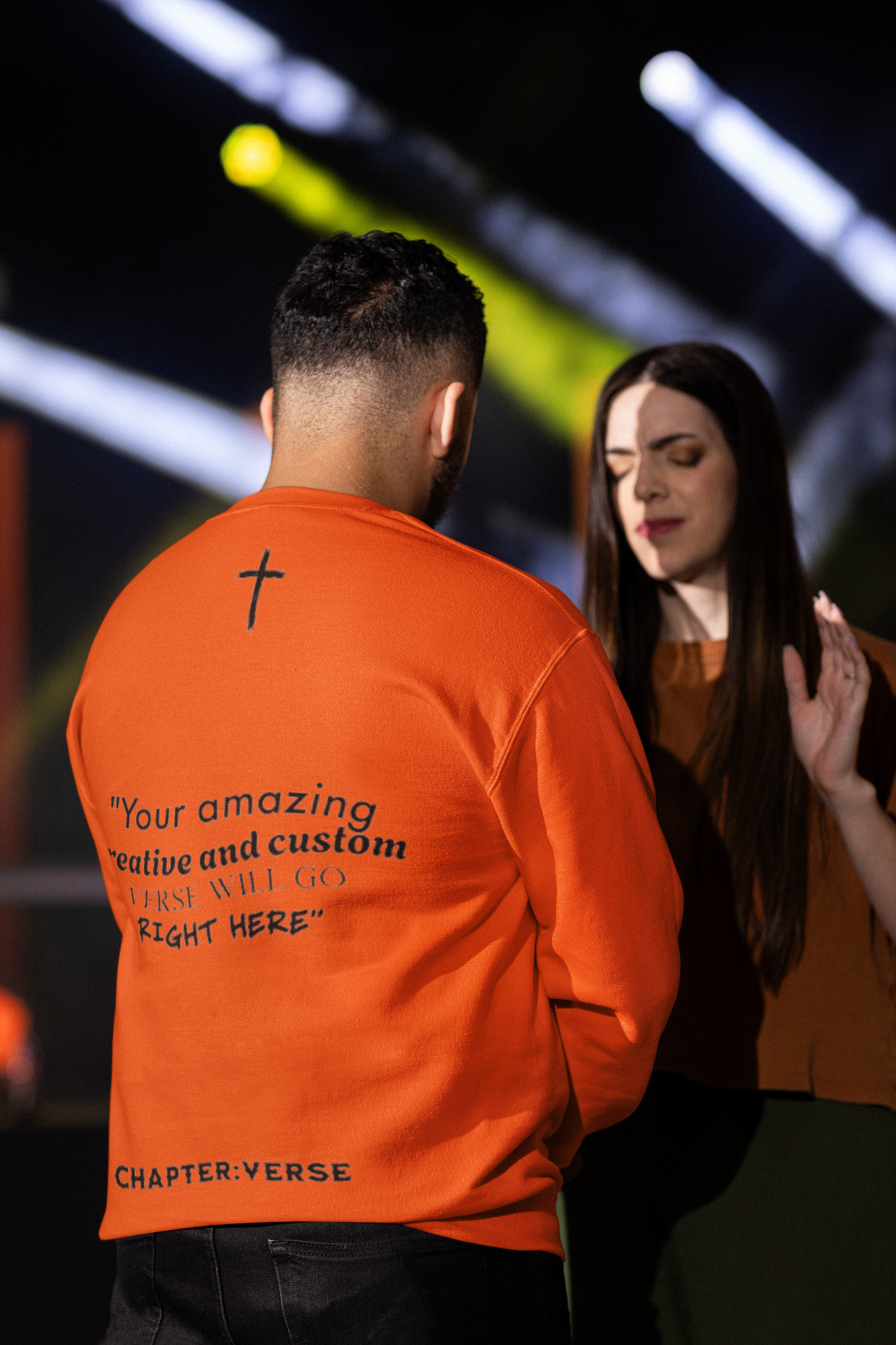 Custom Verse Only Adult “Dress To Bless” Cross Logo Unisex Crewnecks