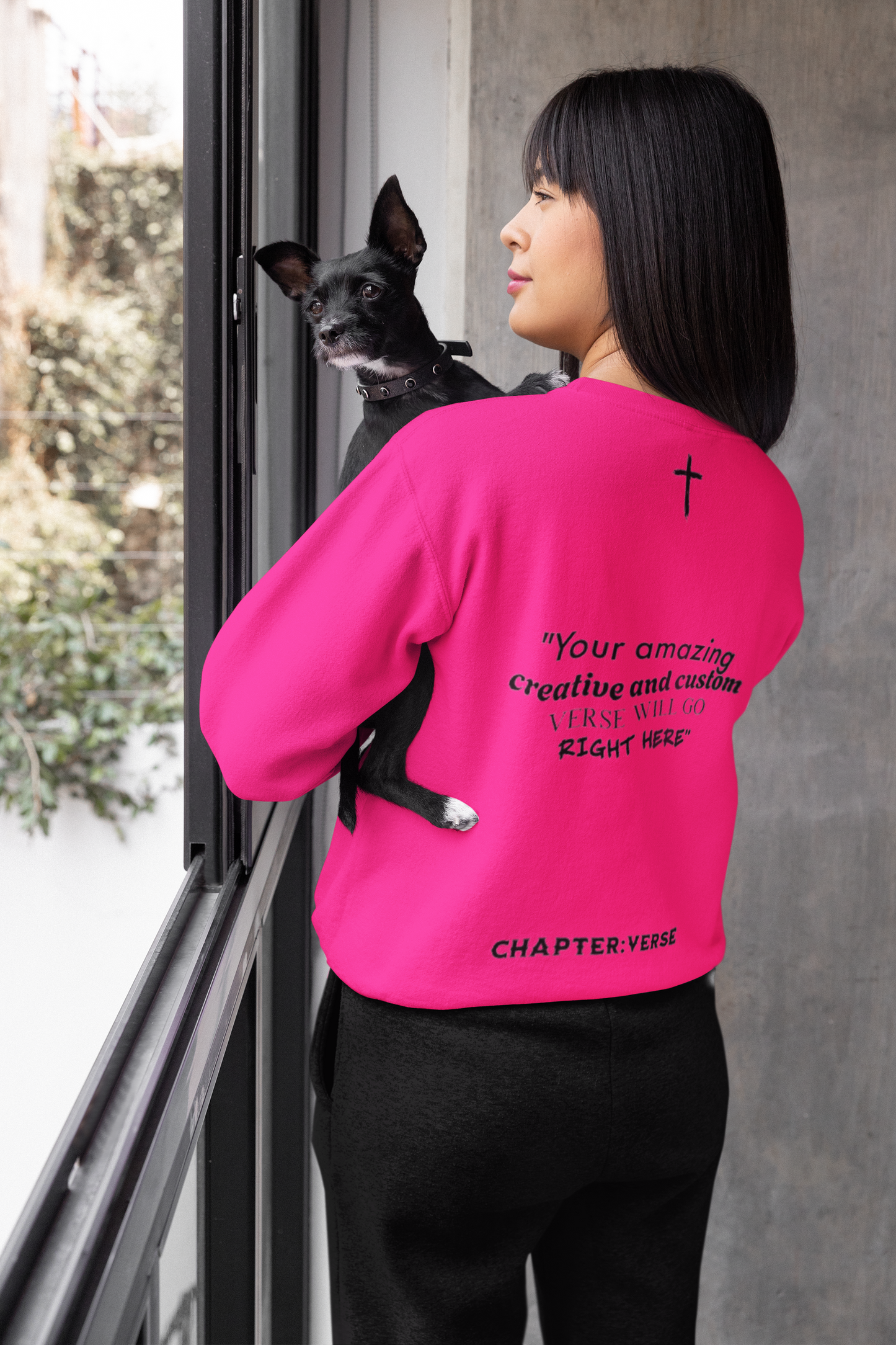 Custom Verse Only Adult “Dress To Bless” Cross Logo Unisex Crewnecks
