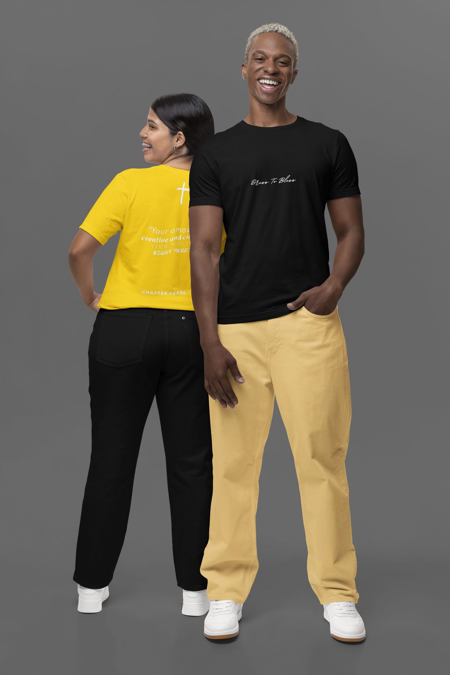 Custom Verse Only Adult “Dress To Bless” Cursive Logo Unisex T-Shirts
