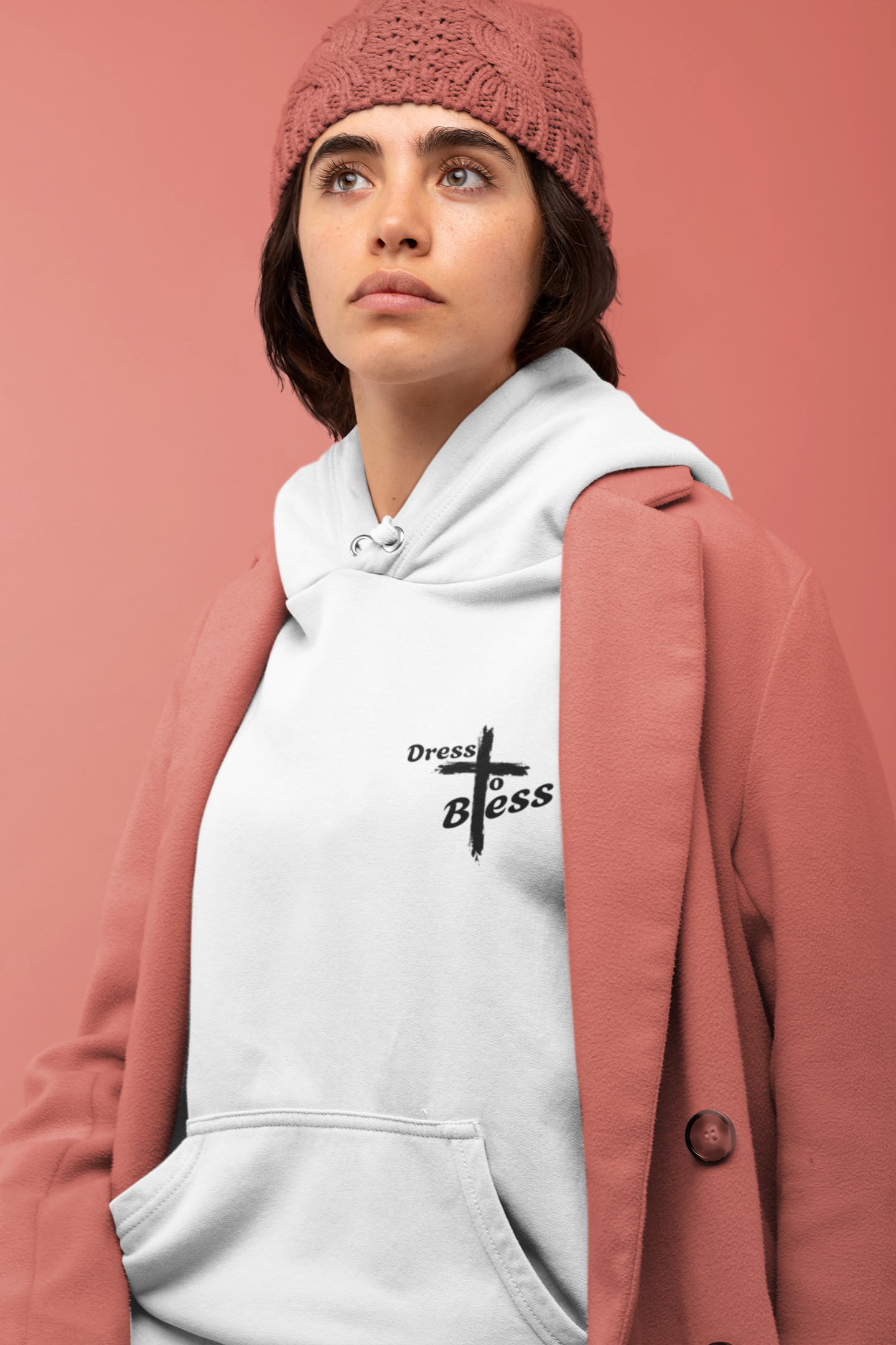 Custom Verse Only Adult “Dress To Bless” Cross Logo Unisex Hoodies