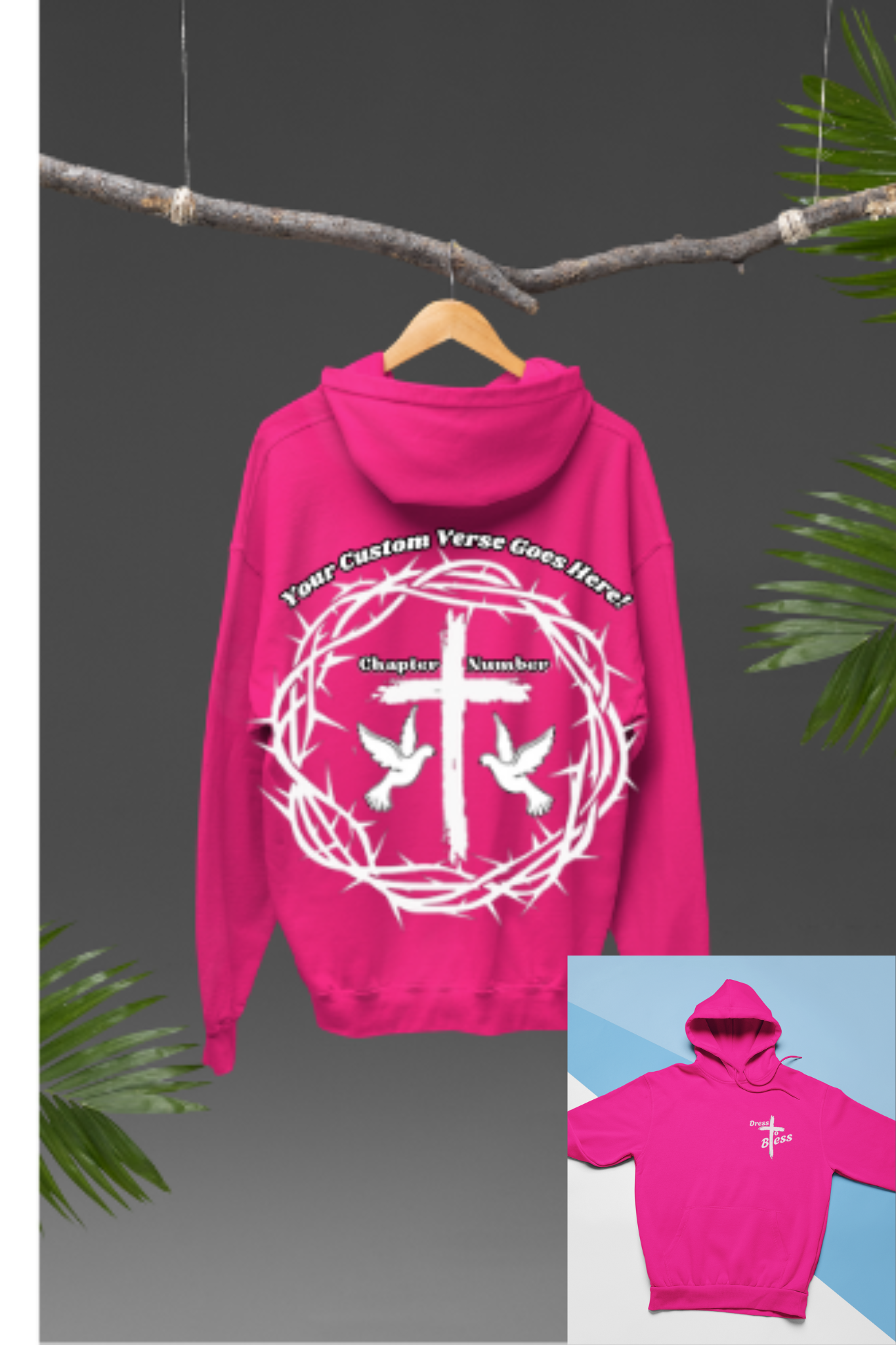 Custom Adult “Dress To Bless” Cross Logo Unisex Hoodies
