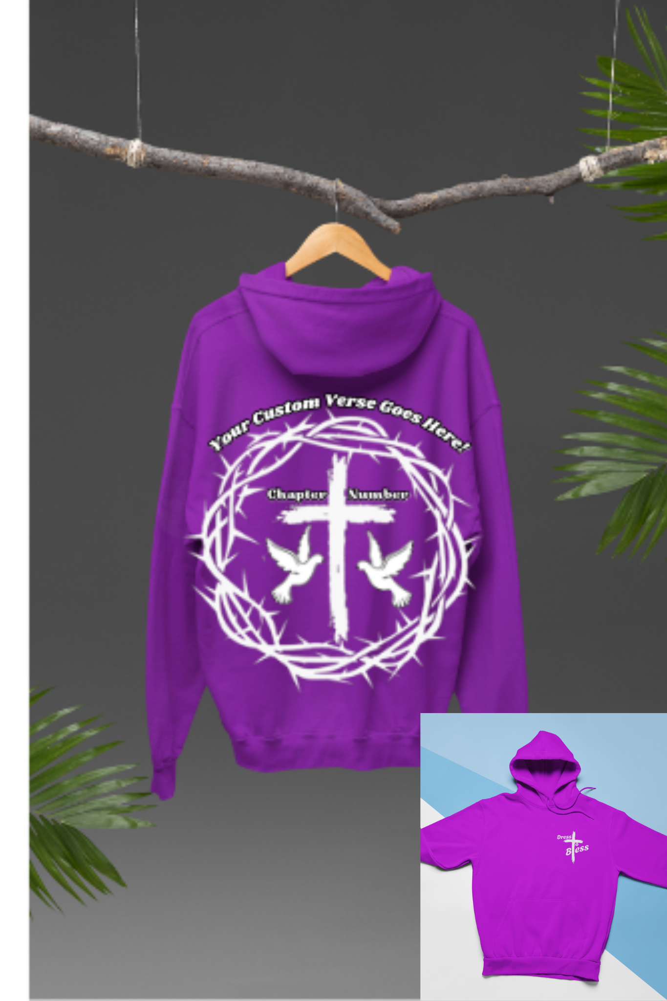 Custom Adult “Dress To Bless” Cross Logo Unisex Hoodies